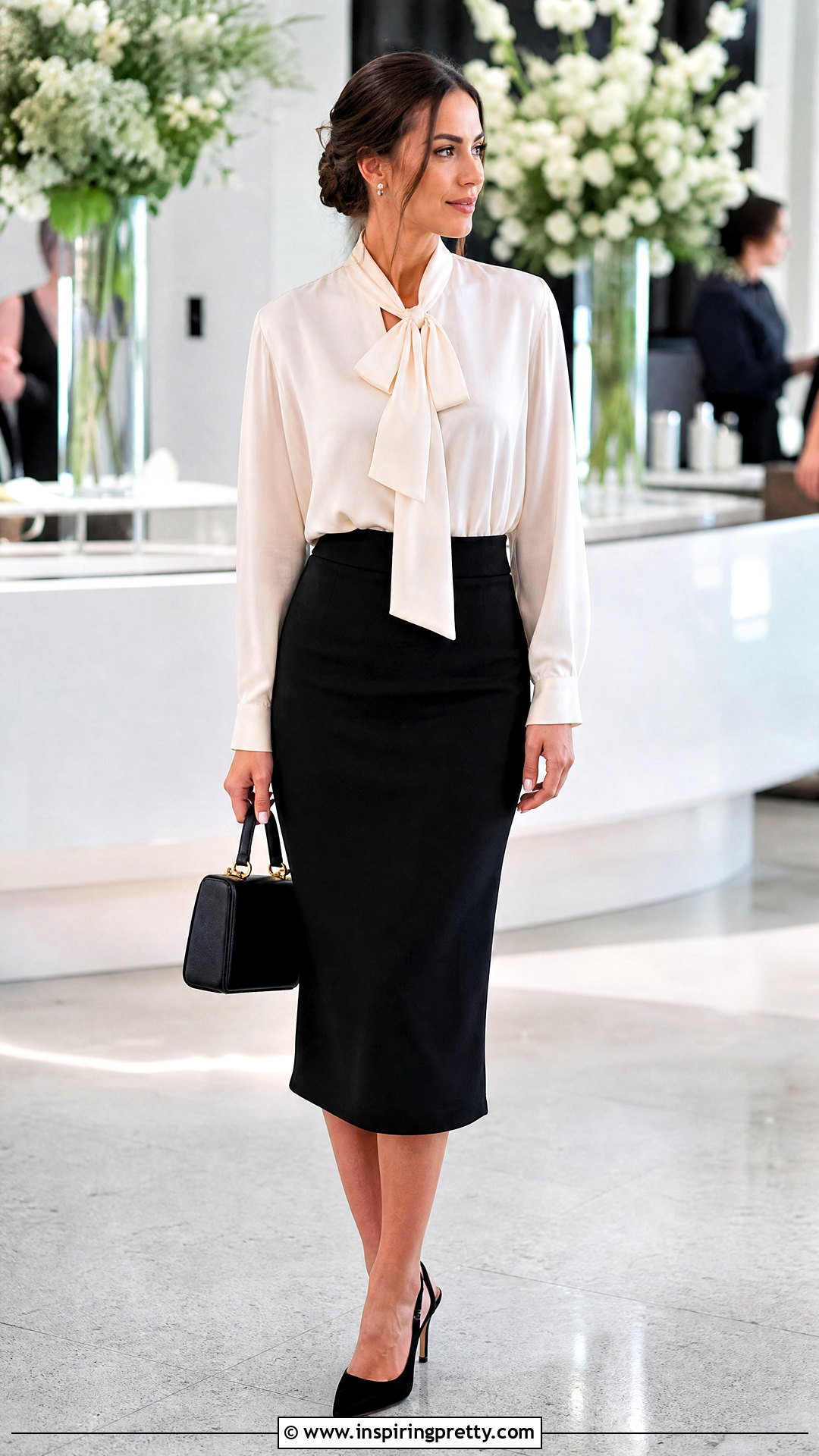 Loewe Bow Blouse With Pencil Skirt - 50 loewe top outfit ideas