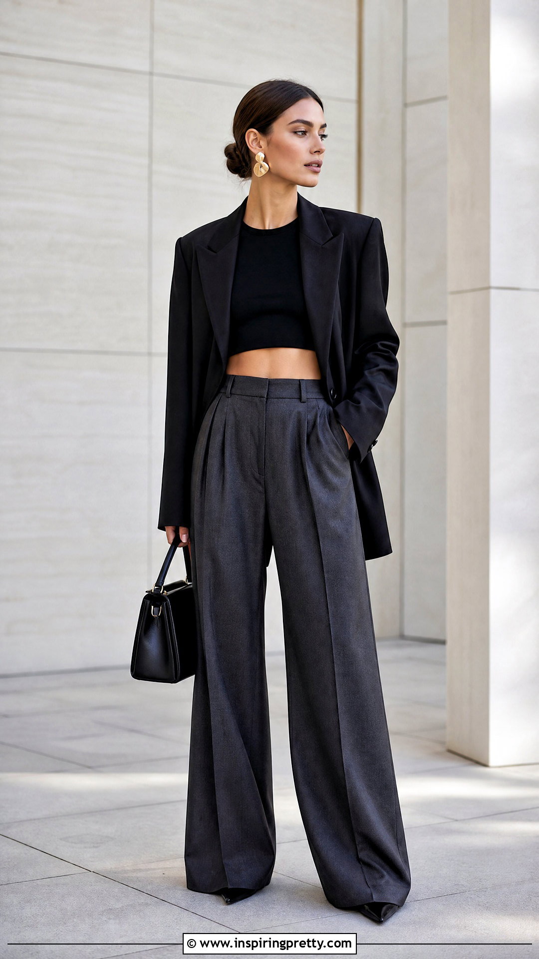 Loewe Cropped Top With High Waisted Trousers - 50 loewe top outfit ideas