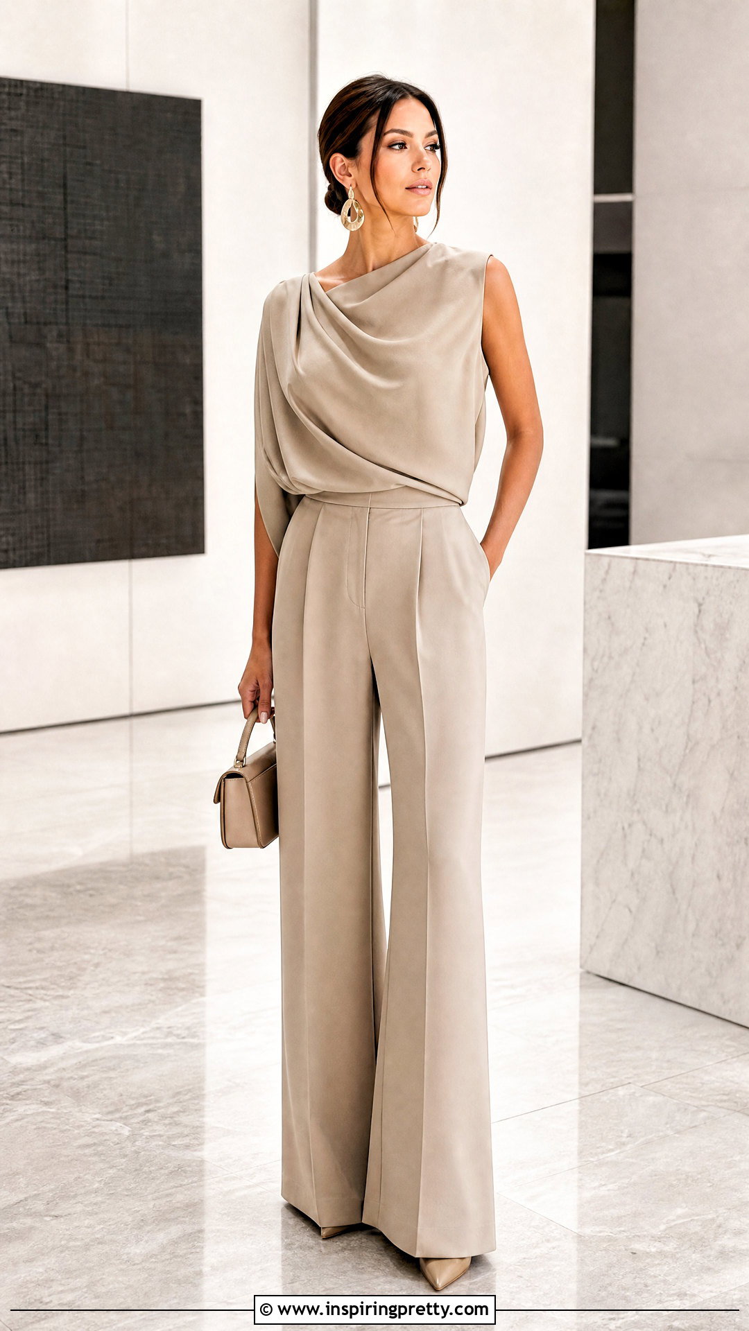 Loewe Draped Top With Wide Leg Pants - 50 loewe top outfit ideas