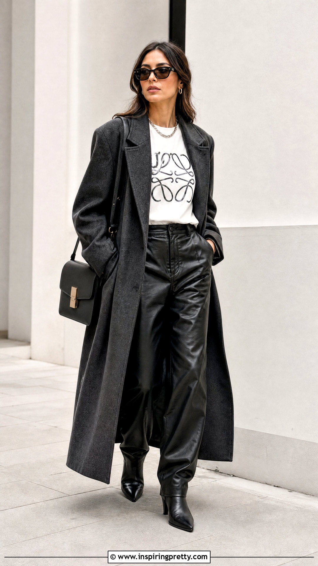 Loewe Graphic T Shirt With Leather Pants - 50 loewe top outfit ideas