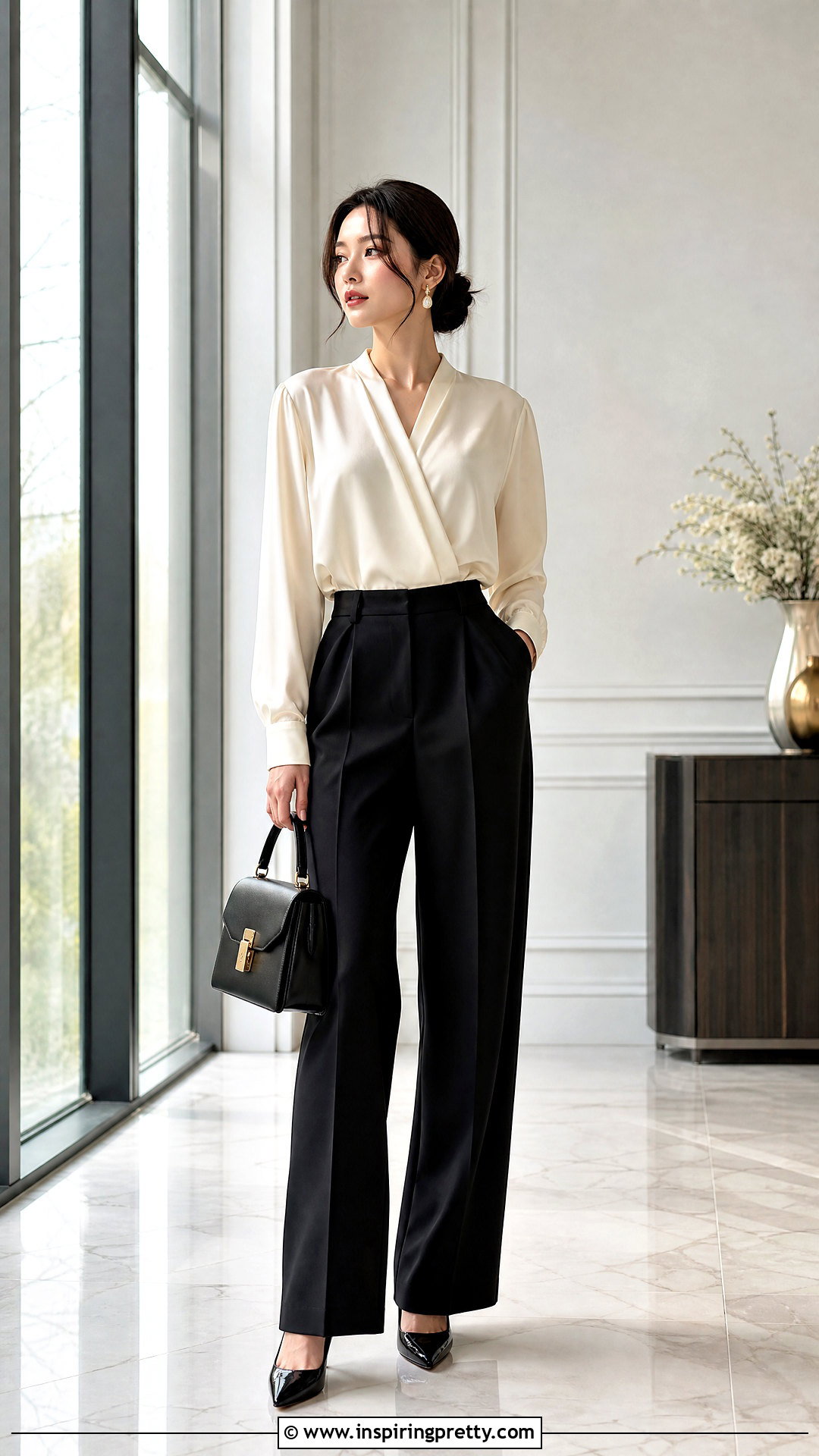 Loewe Silk Blouse With Tailored Pants - 50 loewe top outfit ideas