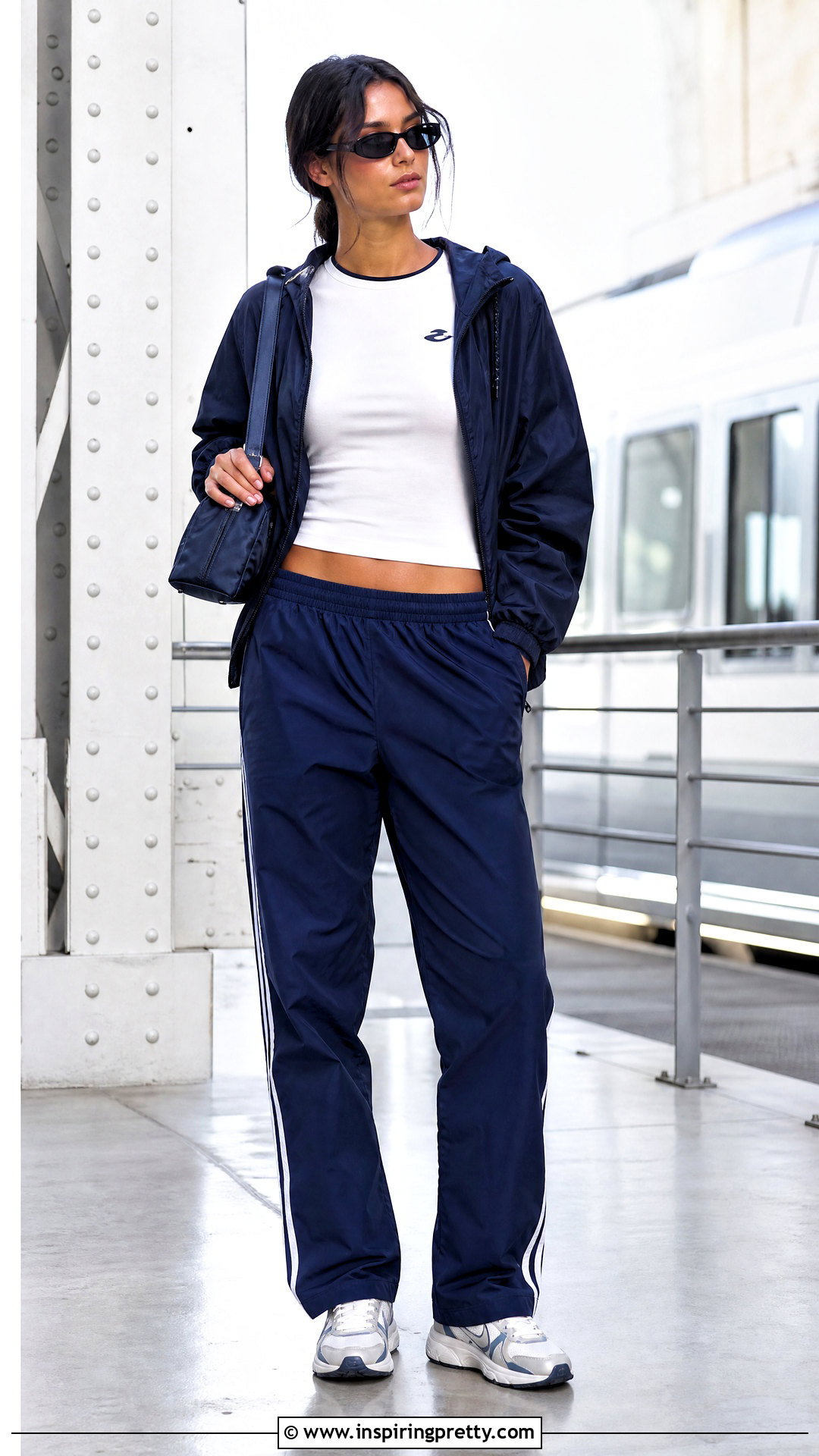 Logo Baby Tee With Track Pants - 50 baby top outfit ideas