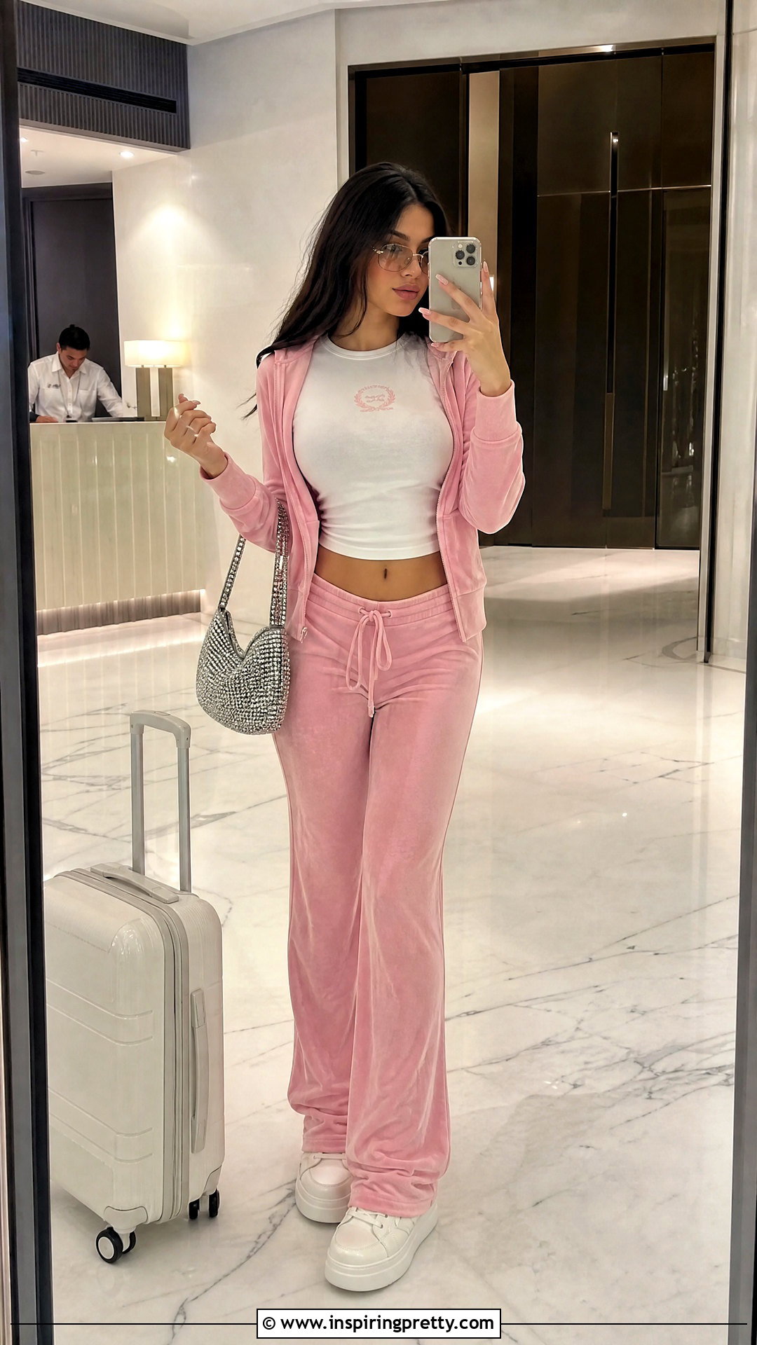 Logo Baby Tee With Velour Track Pants - 20 Baby Tops Y2K Outfit Ideas