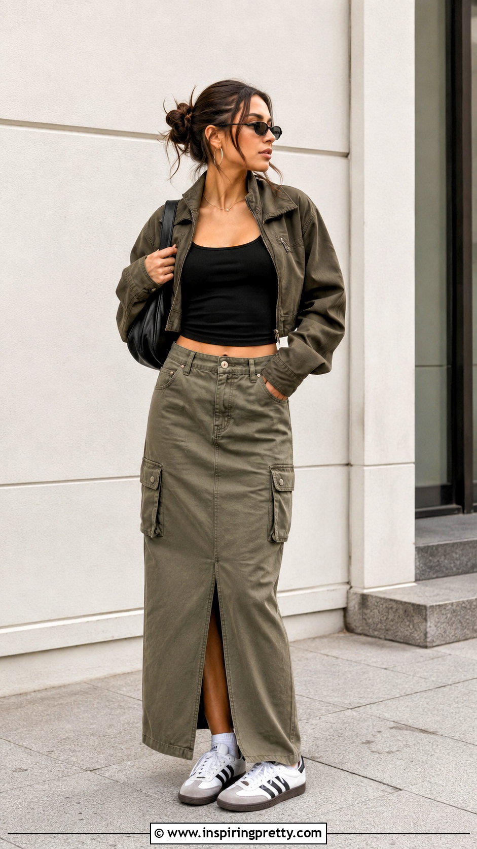 Logo Hip Hop Tank Top With Cargo Maxi Skirt - 20 hip hop tank tops outfit ideas