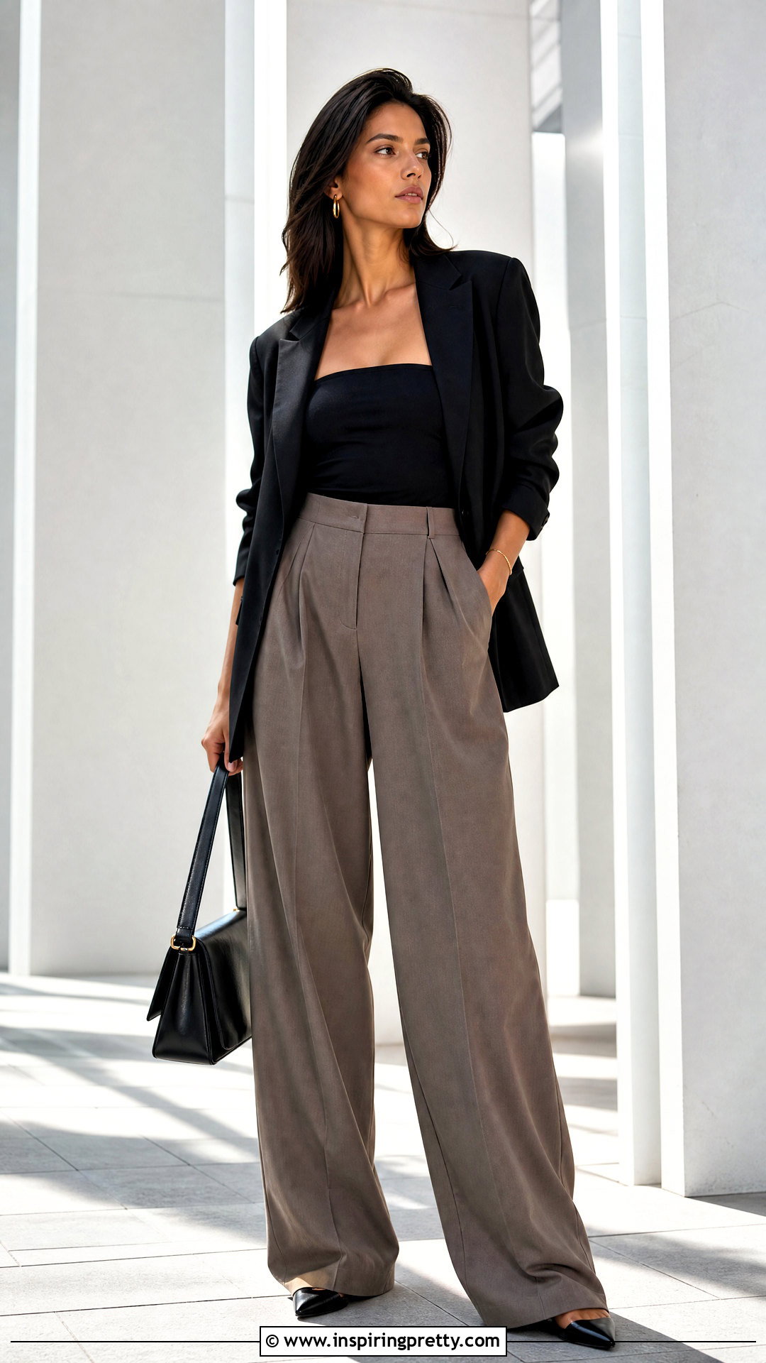 Long Bandeau Top With High Waisted Pants - 50 bandeau top outfits