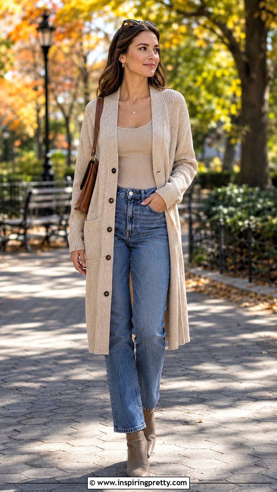Long Cardigan Top With Jeans And Tank - 50 long tops outfit ideas