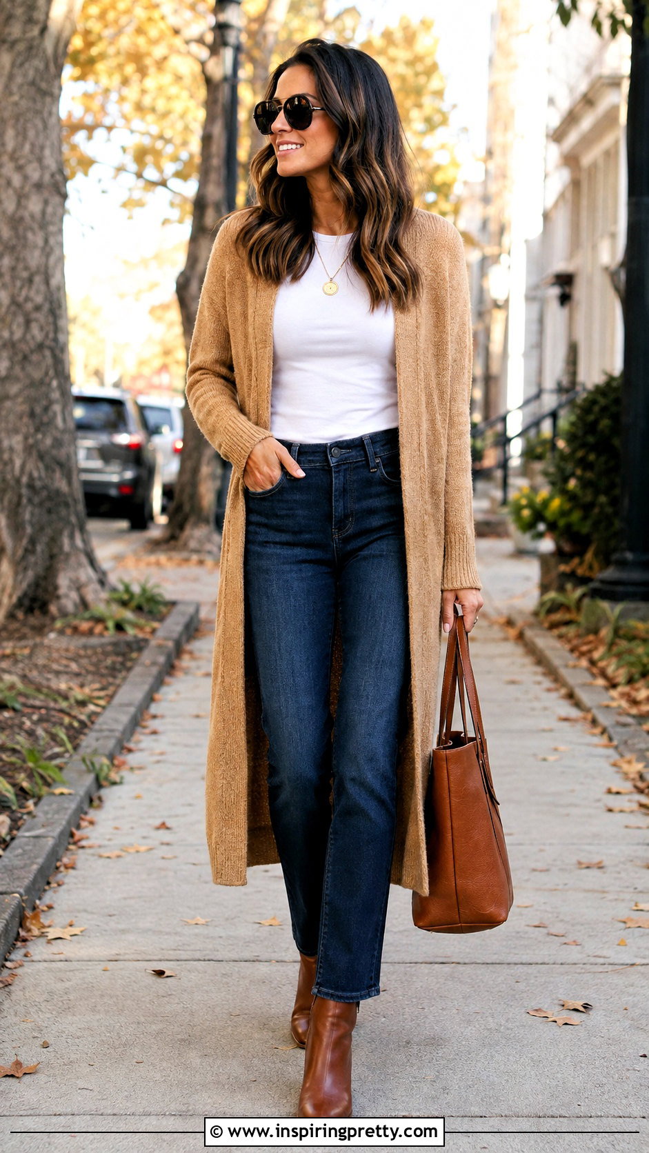 Long Cardigan With Straight Leg Jeans - 25 cardigan sweater top outfit ideas