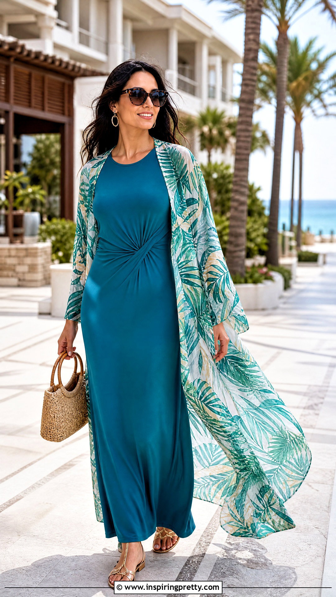Long Chiffon Shrug Top With A Resort Maxi Outfit - 20 Chiffon Shrug Top outfit ideas