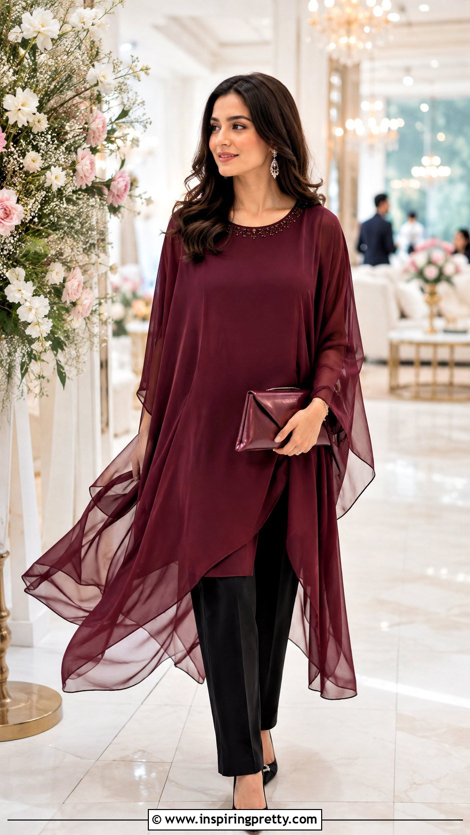 Long Chiffon Top With Black Trousers - 50 stylish long tops for women