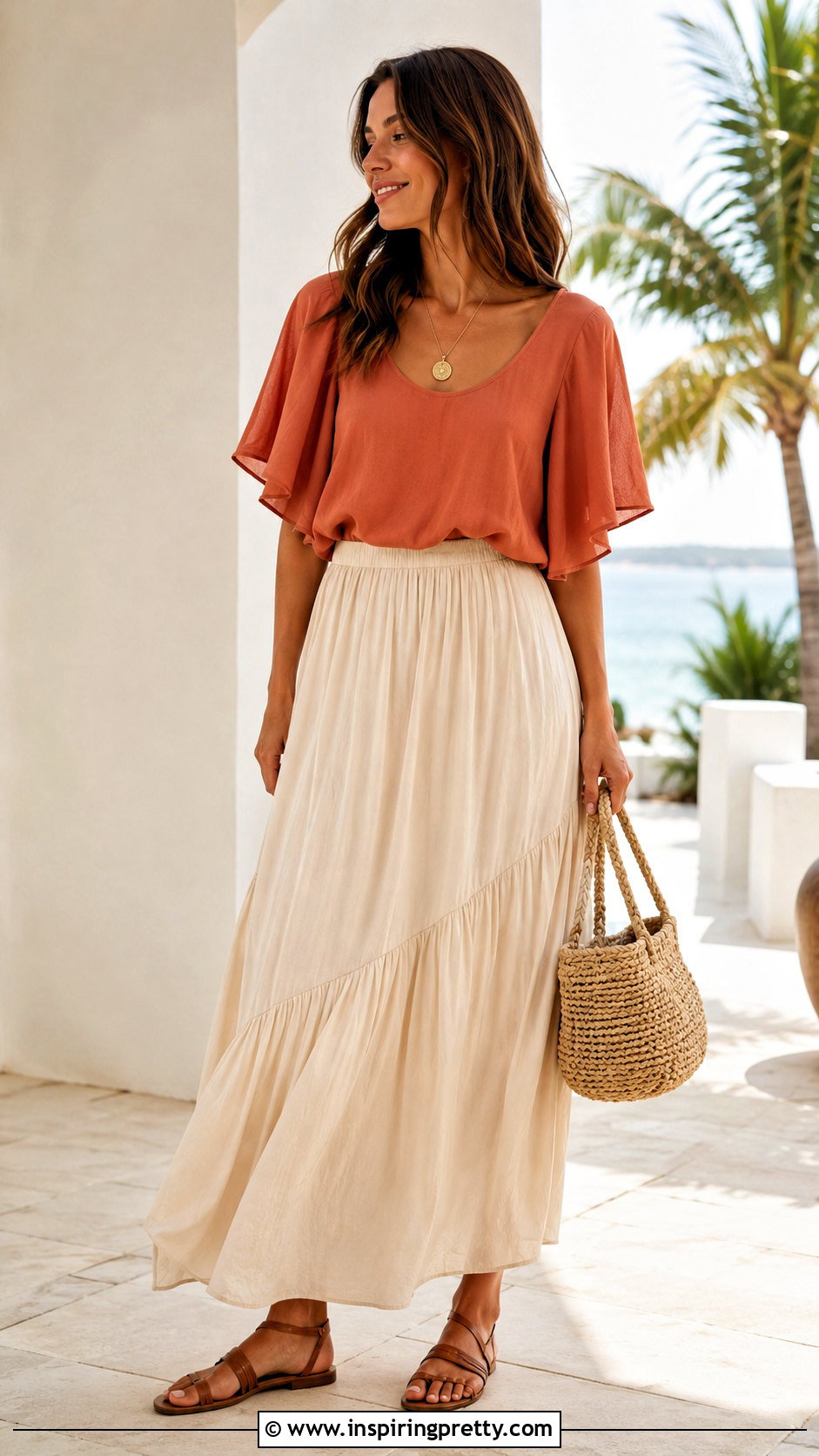 Long Flutter Sleeve Tank Top With Maxi Skirt - 20 add flutter sleeves to tank tops