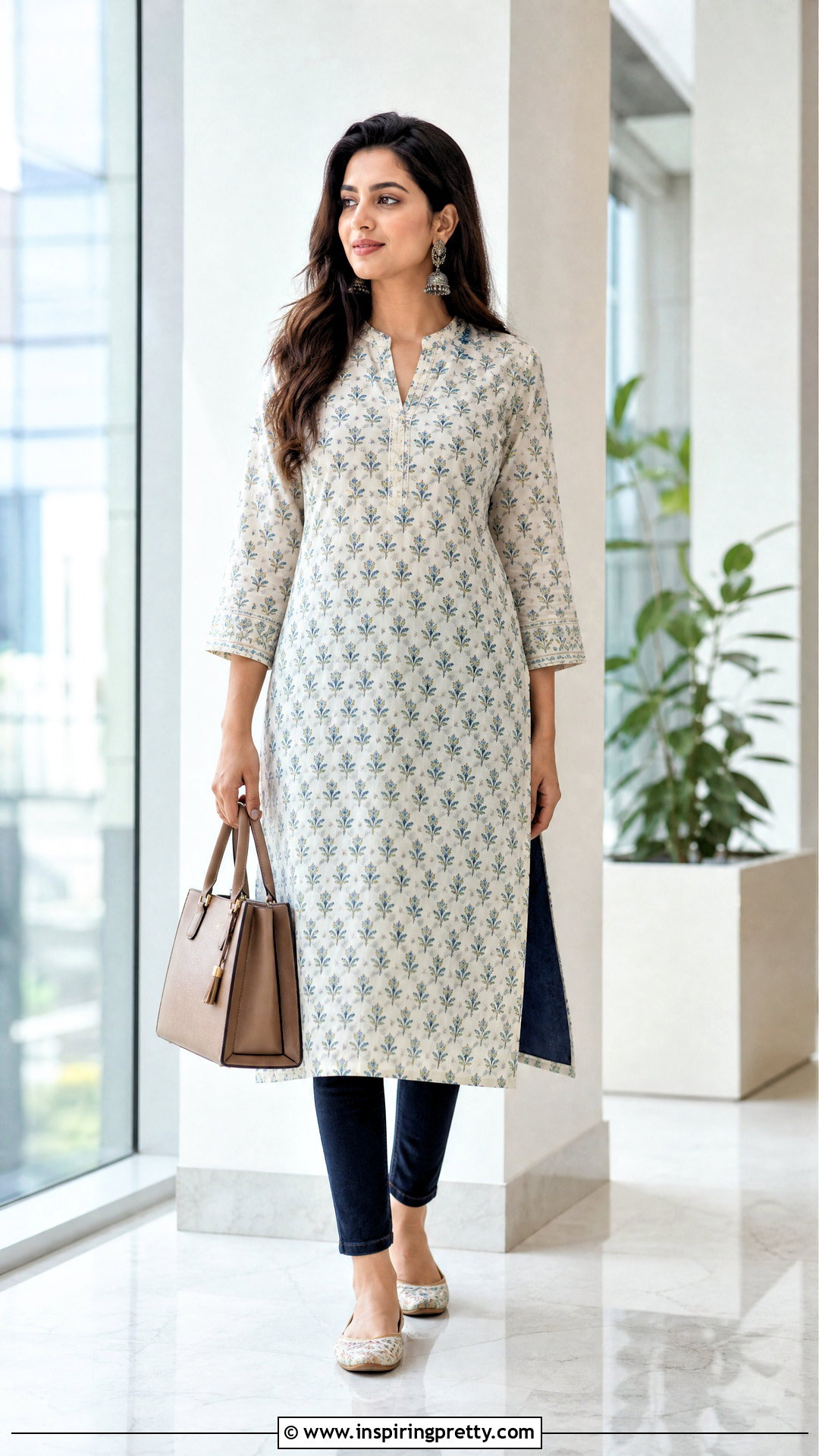 Long Kurta With Skinny Jeans - 50 jeans tops indian style for women