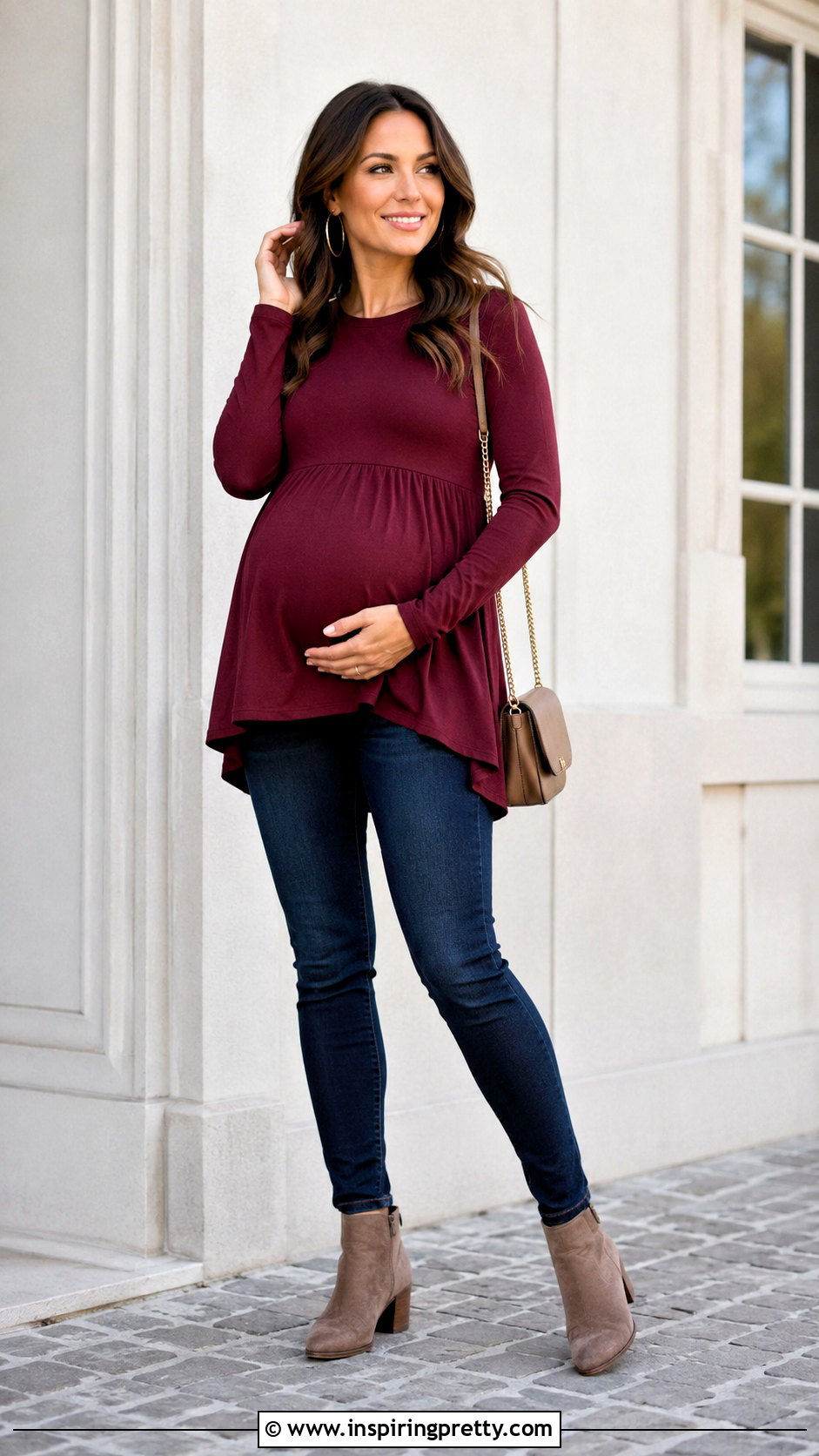 Long Maternity Peplum Top With Skinny Jeans - 20 long maternity tops outfit ideas