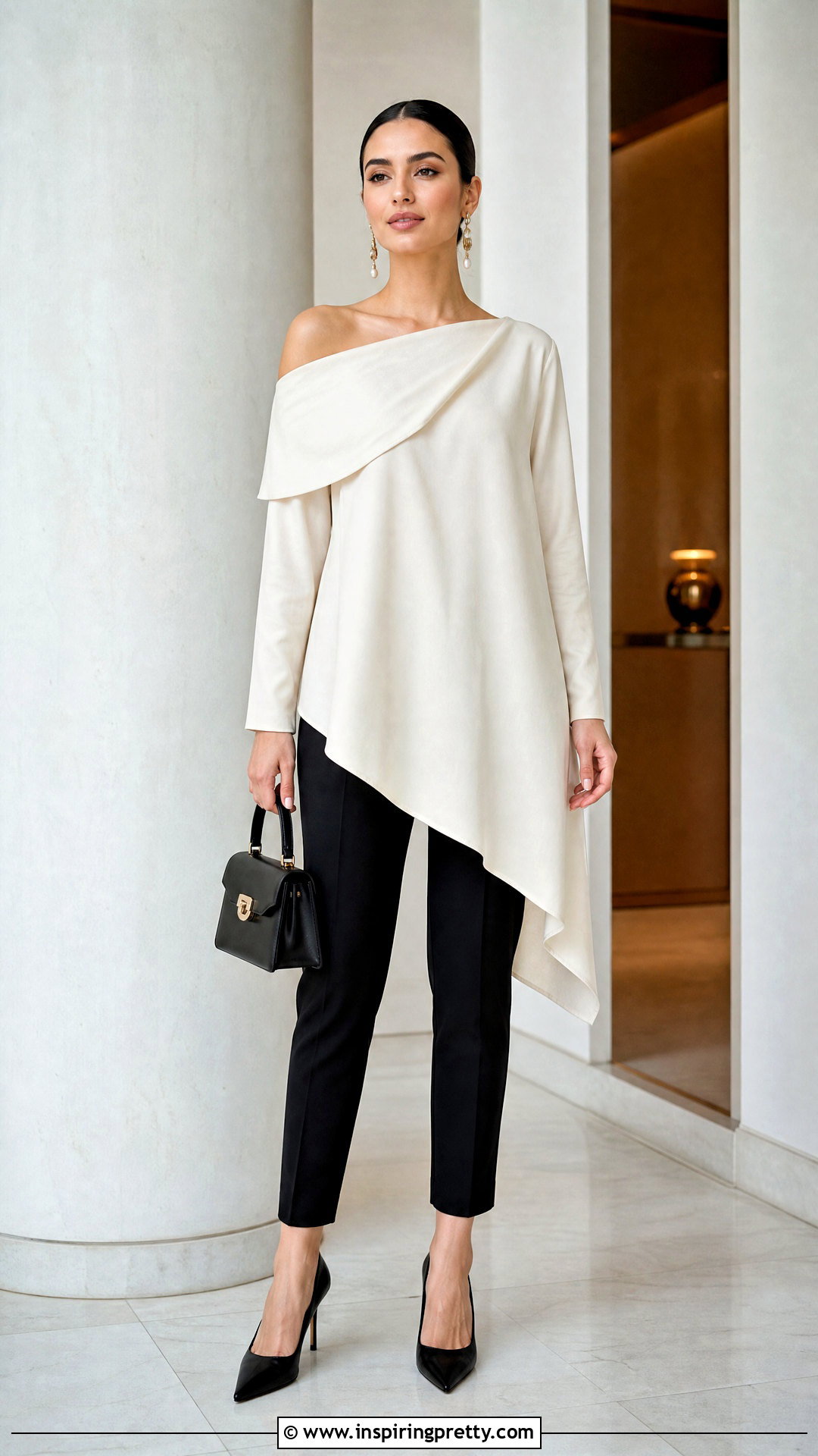 Long Off Shoulder Top With Slim Trousers - 50 off shoulder top outfit classy ideas