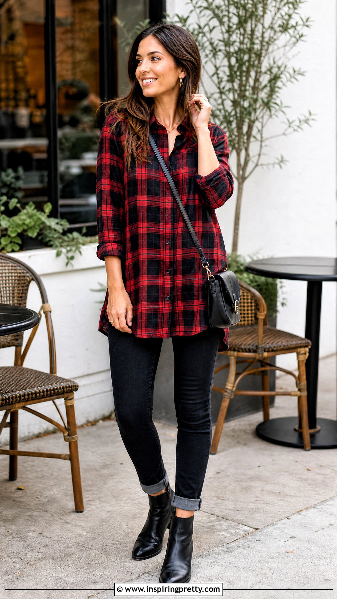 Long Plaid Top With Black Jeans - 50 long tops for women