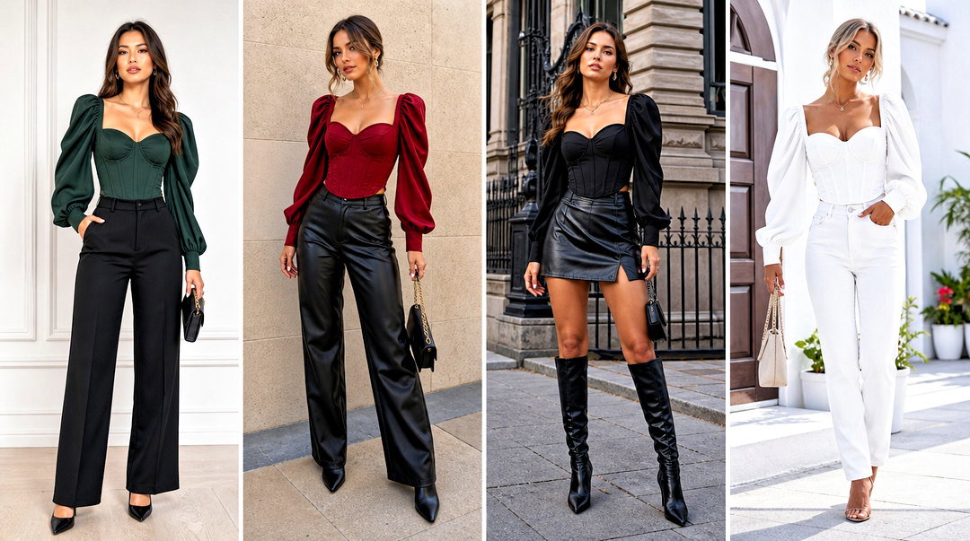 20 Long Puff Sleeve Corset Top Outfit Ideas for Date Night