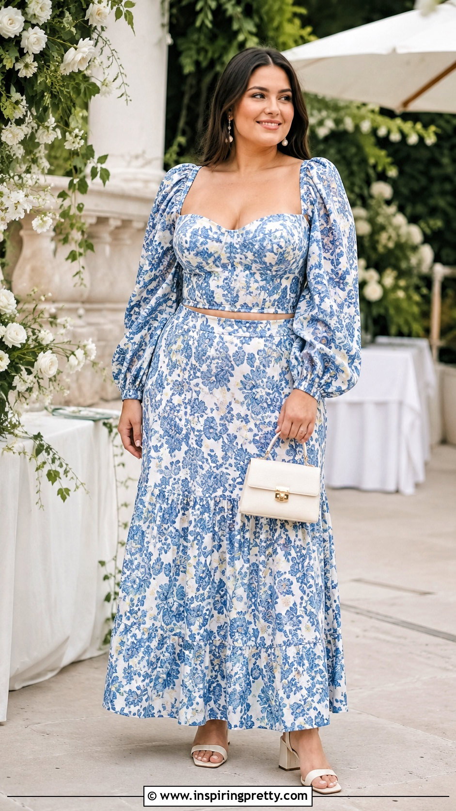 Long Puff Sleeve Corset Top With Matching Maxi Skirt - 20 Long Puff Sleeve Corset Top outfit ideas