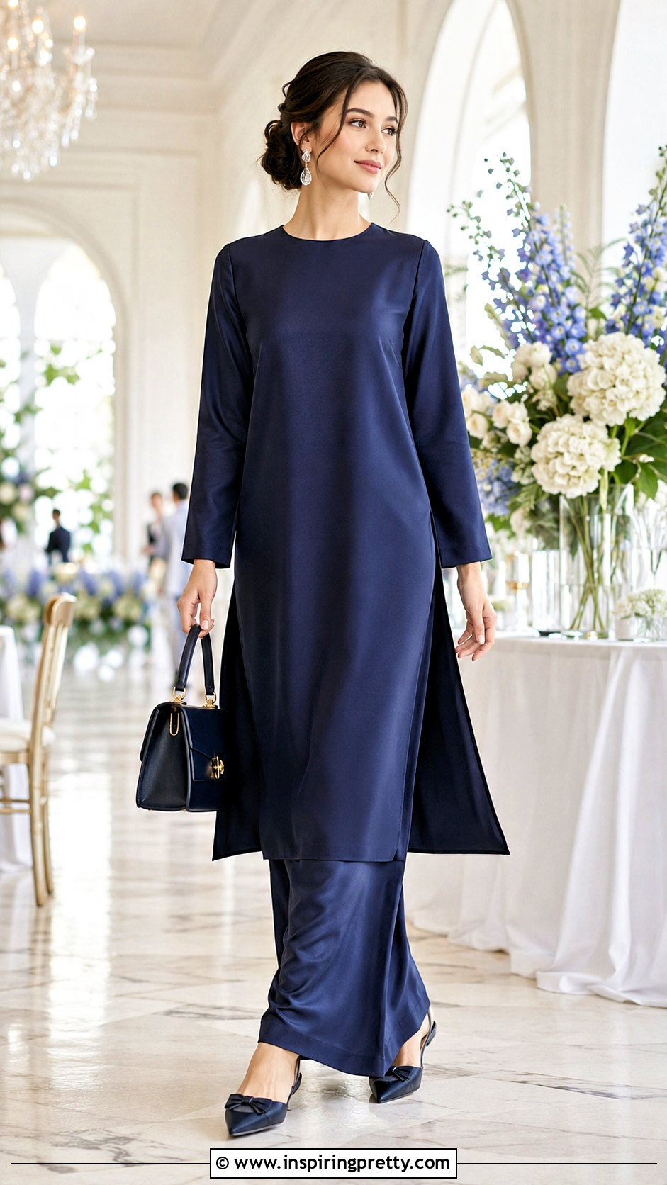 Long Silk Tunic Top With Maxi Skirt - 50 silk top outfit ideas