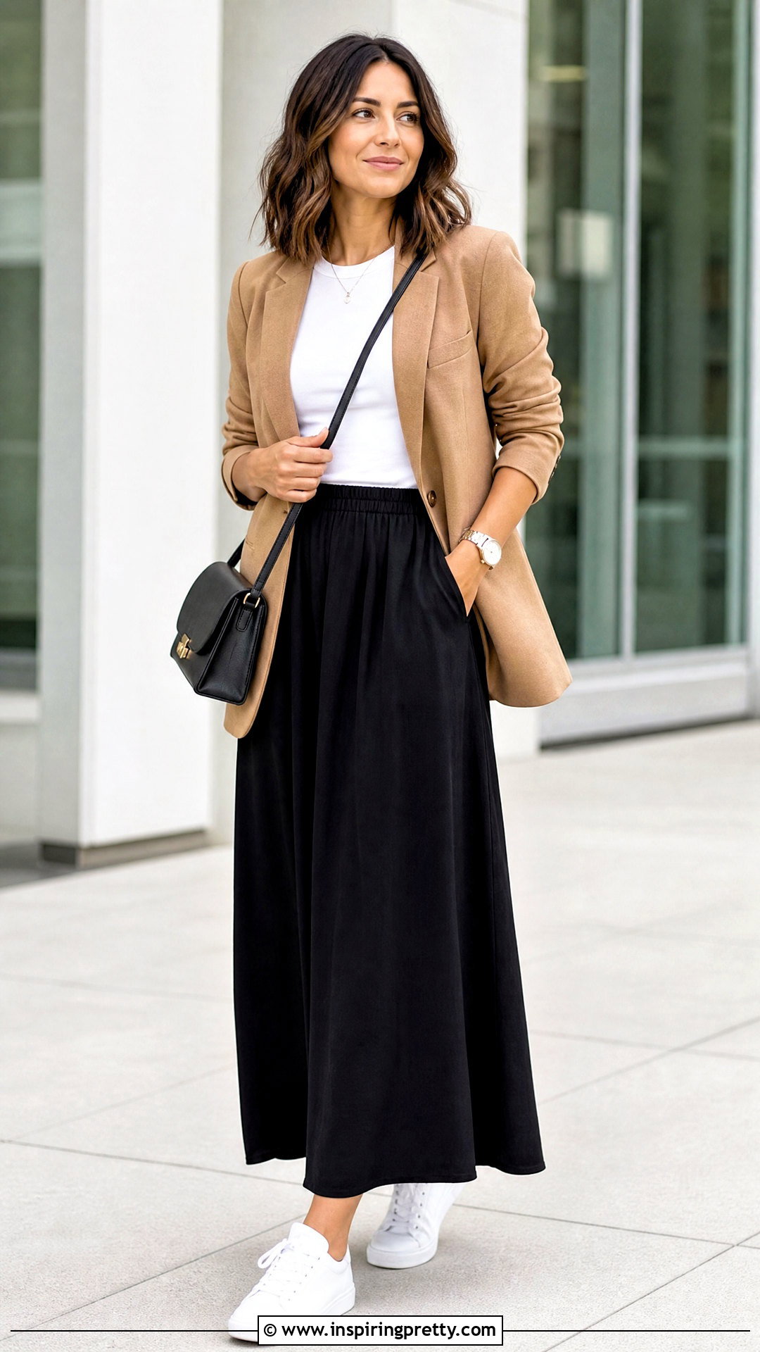 Long Skirt And Blazer With T Shirt Outfit - 50 long skirt and top casual outfits