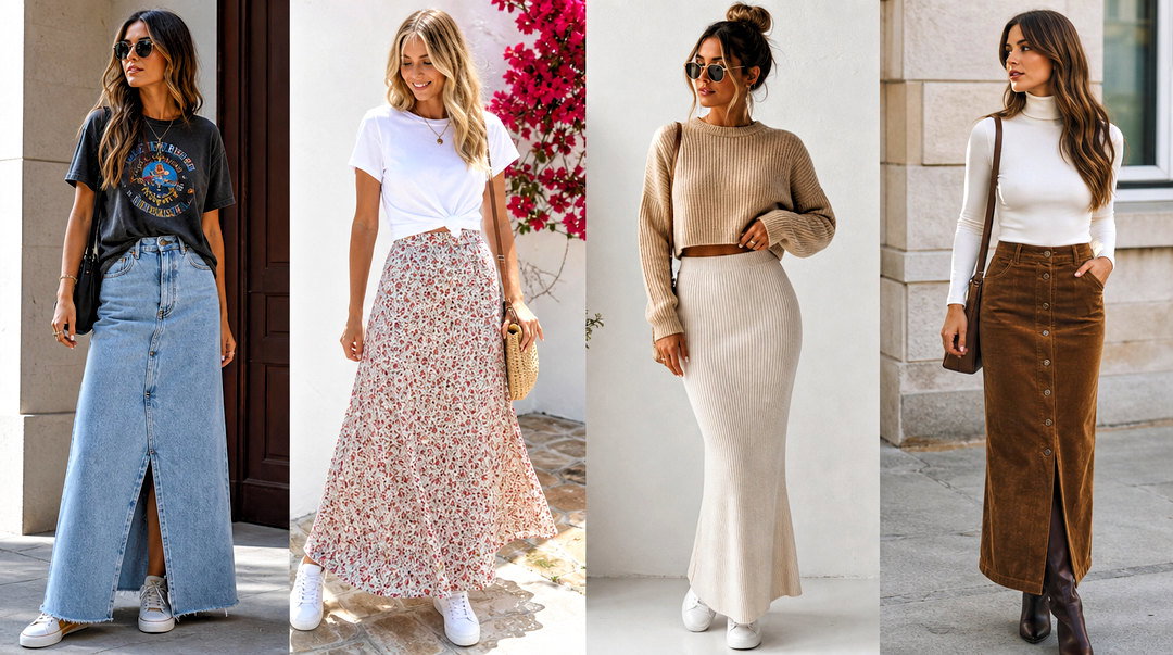 50 Long Skirt and Top Casual Outfits for Easy Chic Style