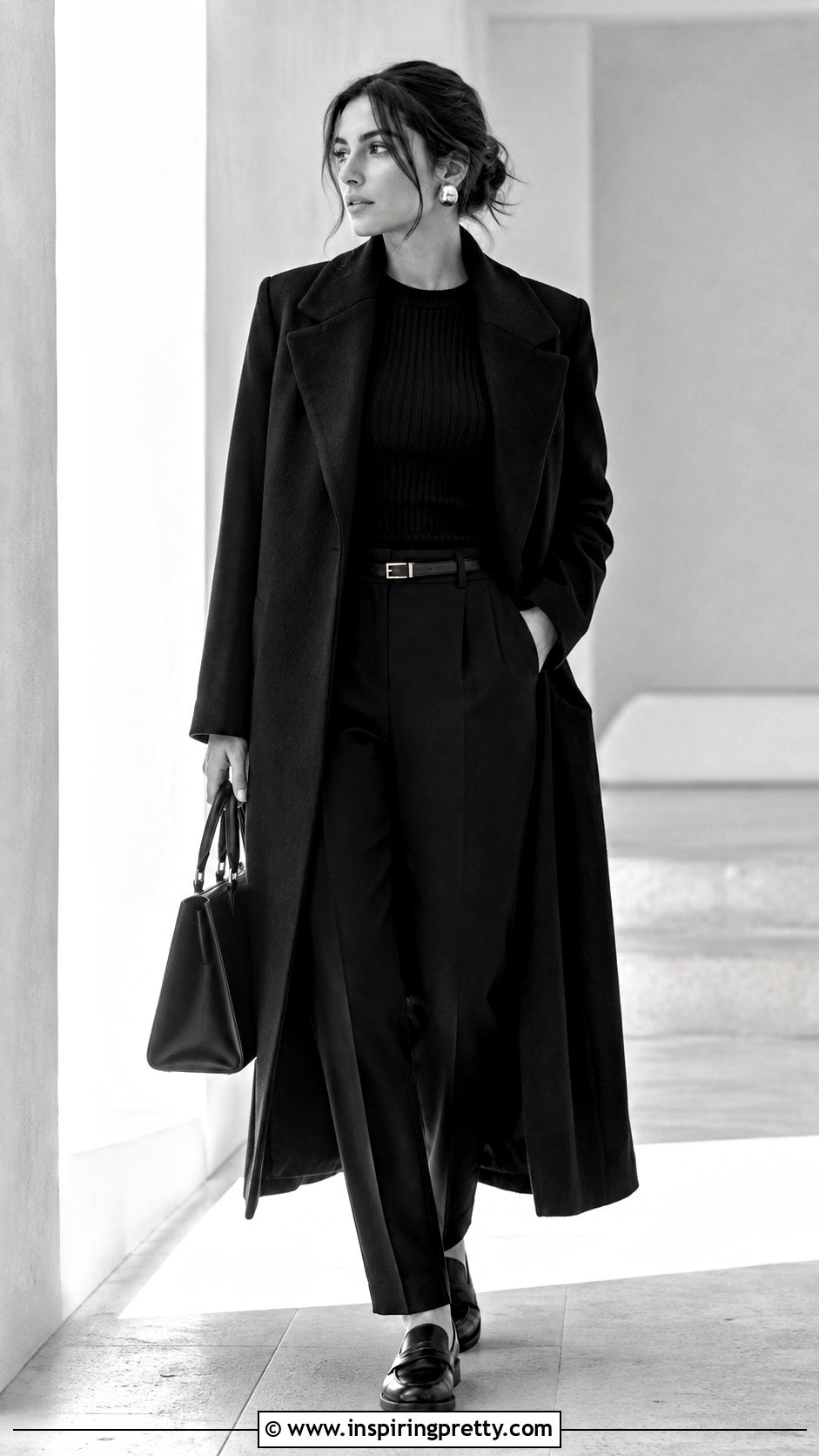 Long Sleeve Black Top With Monochrome Black Outfit - 50 long sleeve black top outfit ideas
