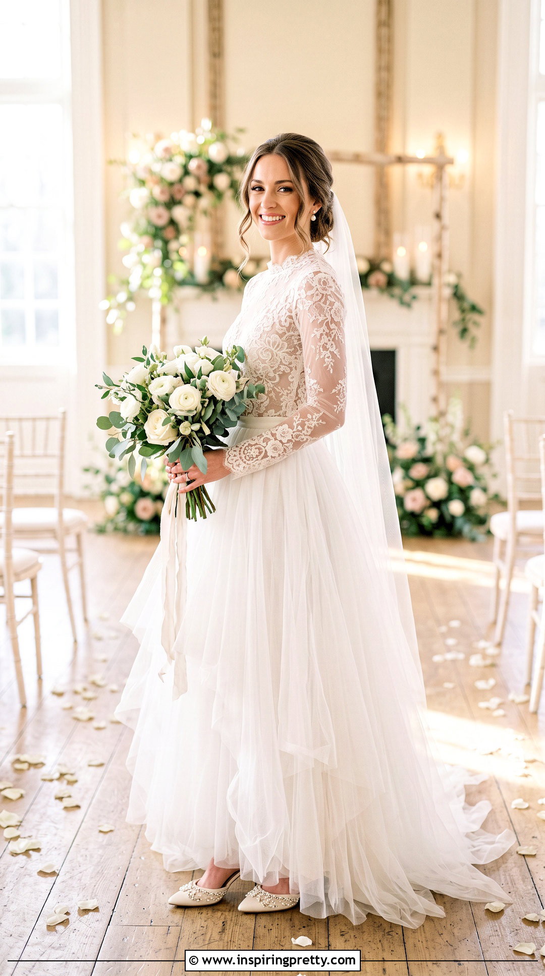 Long Sleeve Bridal Bodysuit With Tulle Skirt - 20 bridal top separates