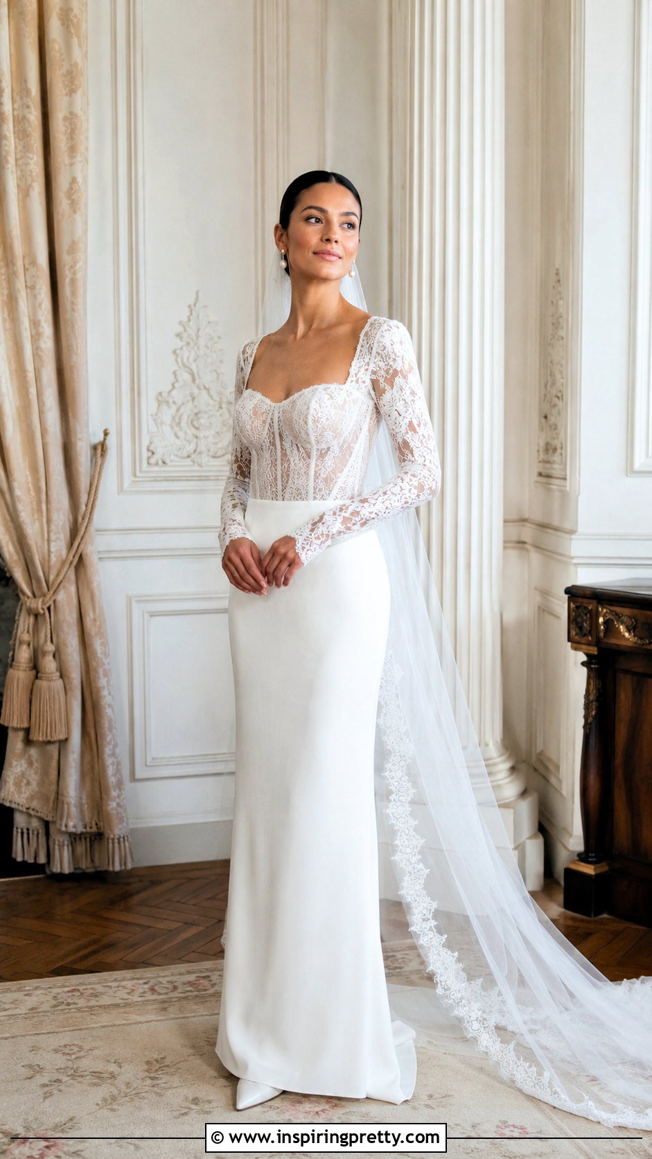 Long Sleeve Bridal Bustier Top With Maxi Skirt - 25 Bridal Bustier Top outfit ideas