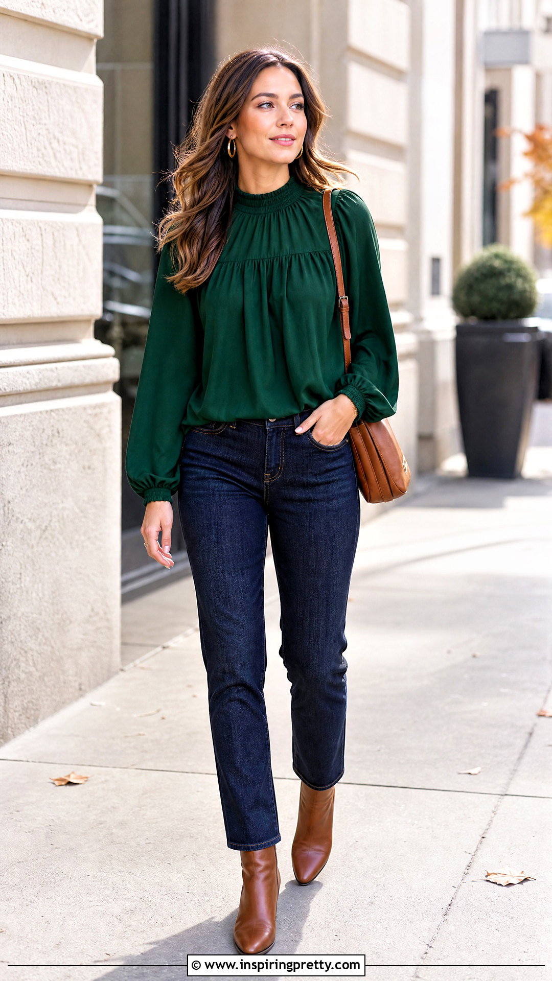 Long Sleeve Bubble Top With Slim Jeans - 50 bubble top outfit ideas