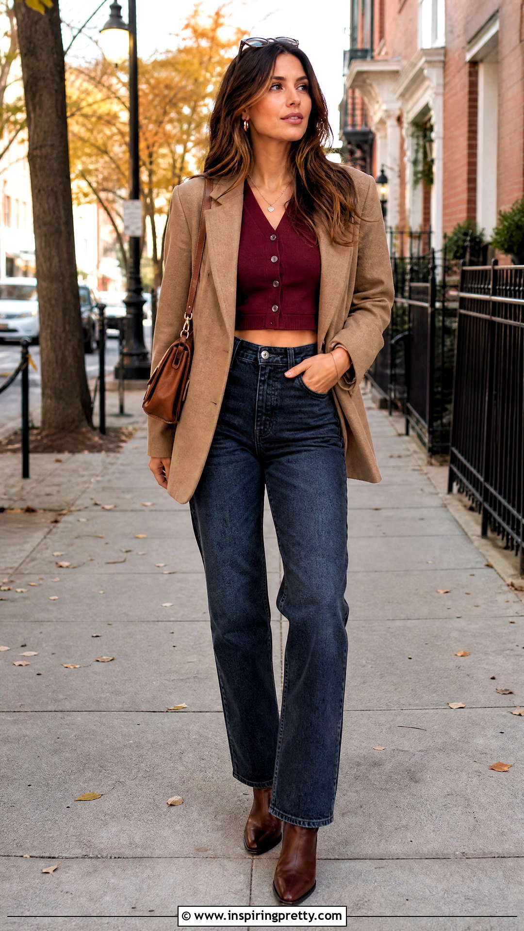 Long Sleeve Button Front Crop Top With Straight Leg Jeans - 20 button-front crop top styles