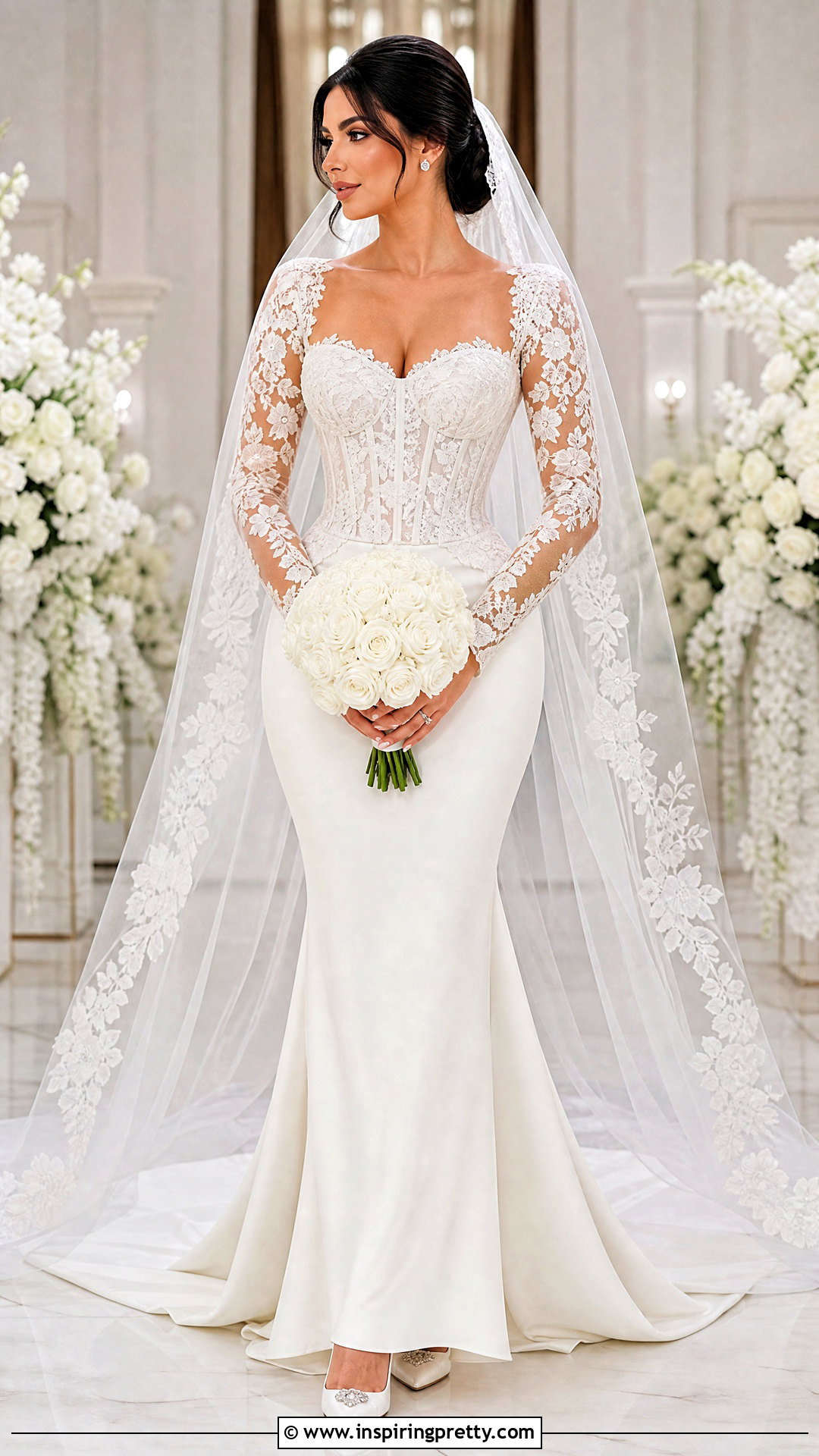 Long Sleeve Corset Top Mermaid Wedding Dress - 20 corset top mermaid wedding dress outfit ideas