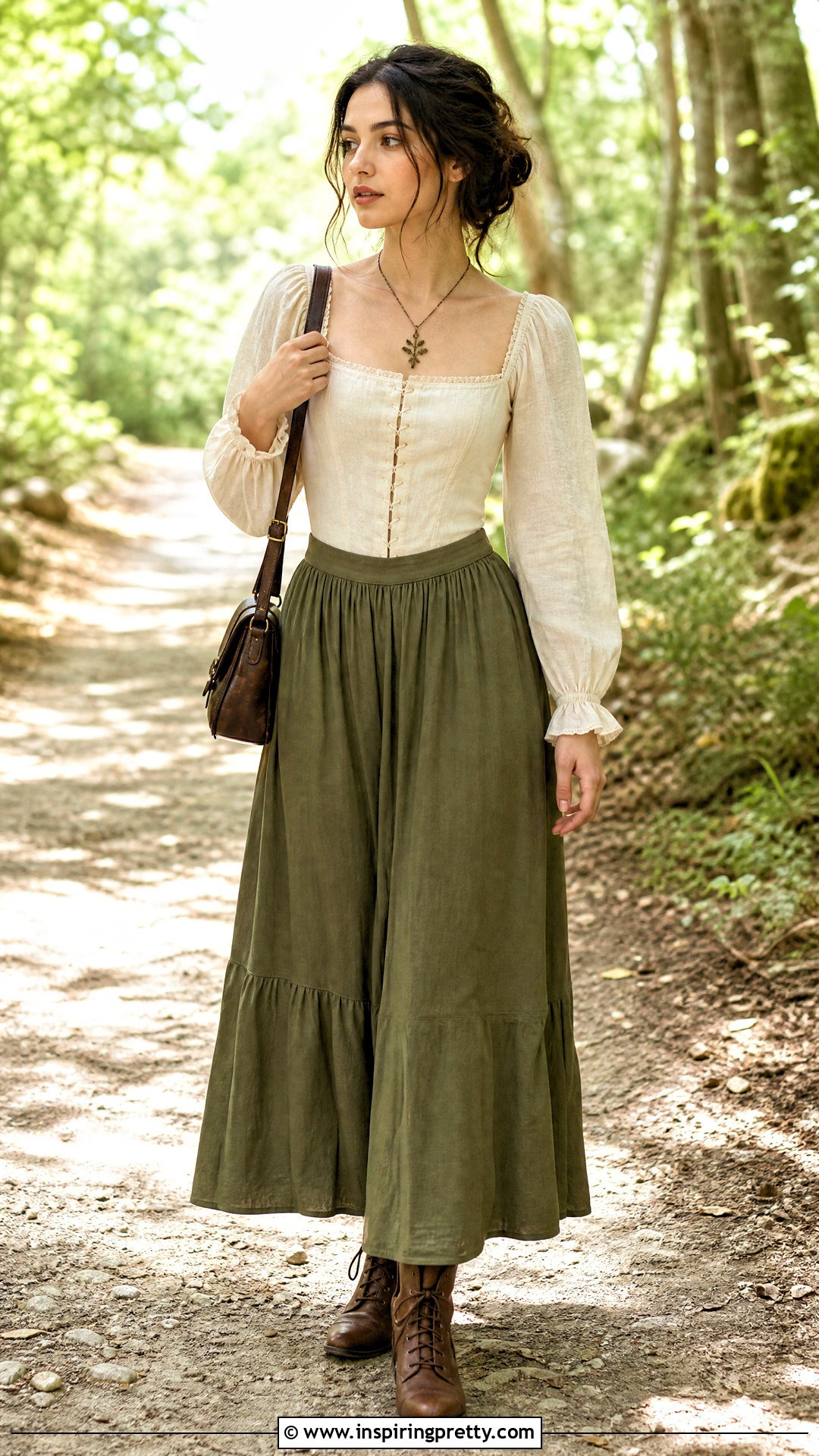 Long Sleeve Corset Top With Maxi Skirt - 25 corset top outfit cottagecore ideas