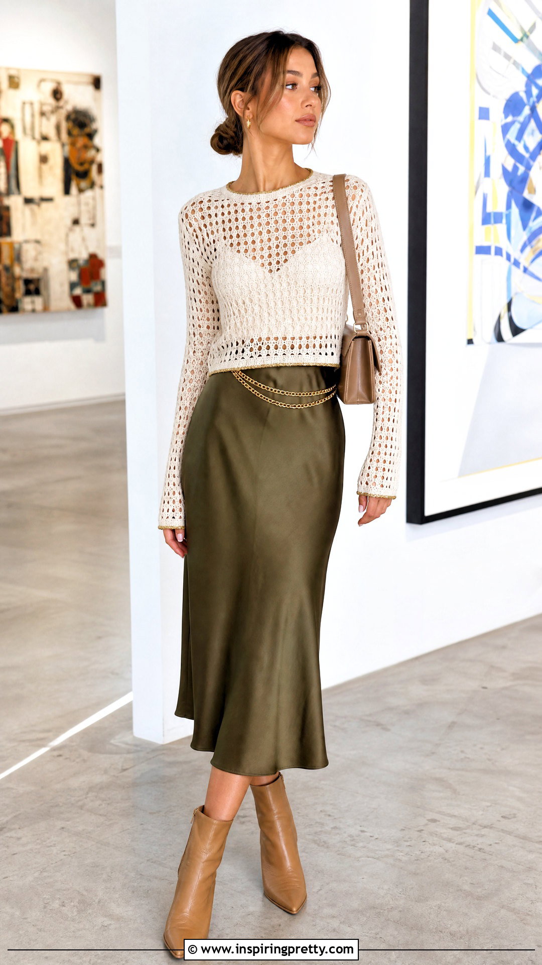 Long Sleeve Crochet Top With Chain And Midi Skirt - 25 Crochet Top With Chain outfit ideas