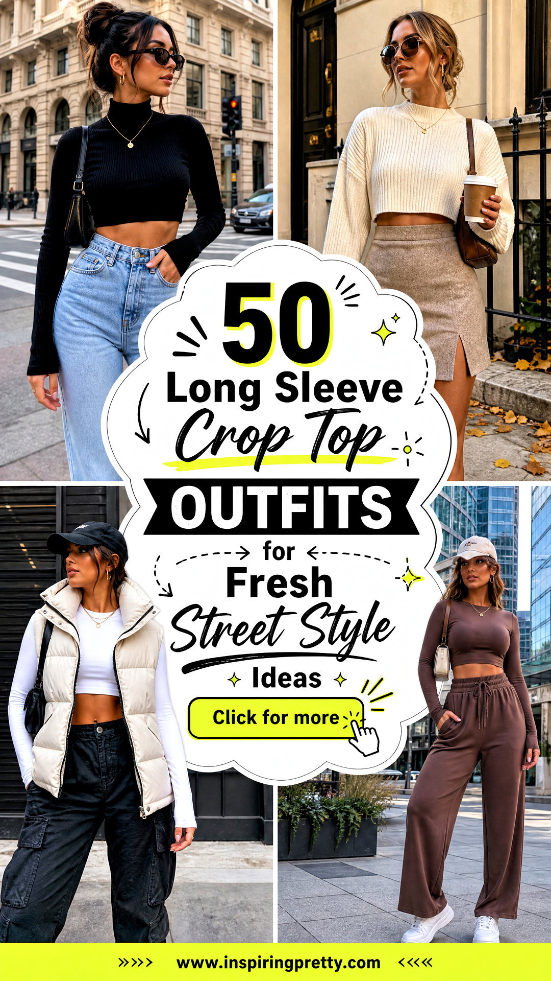 50 Long Sleeve Crop Top Outfits for Fresh Street Style Ideas - 50 Long Sleeve Crop Top Outfits for Fresh Street Style Ideas