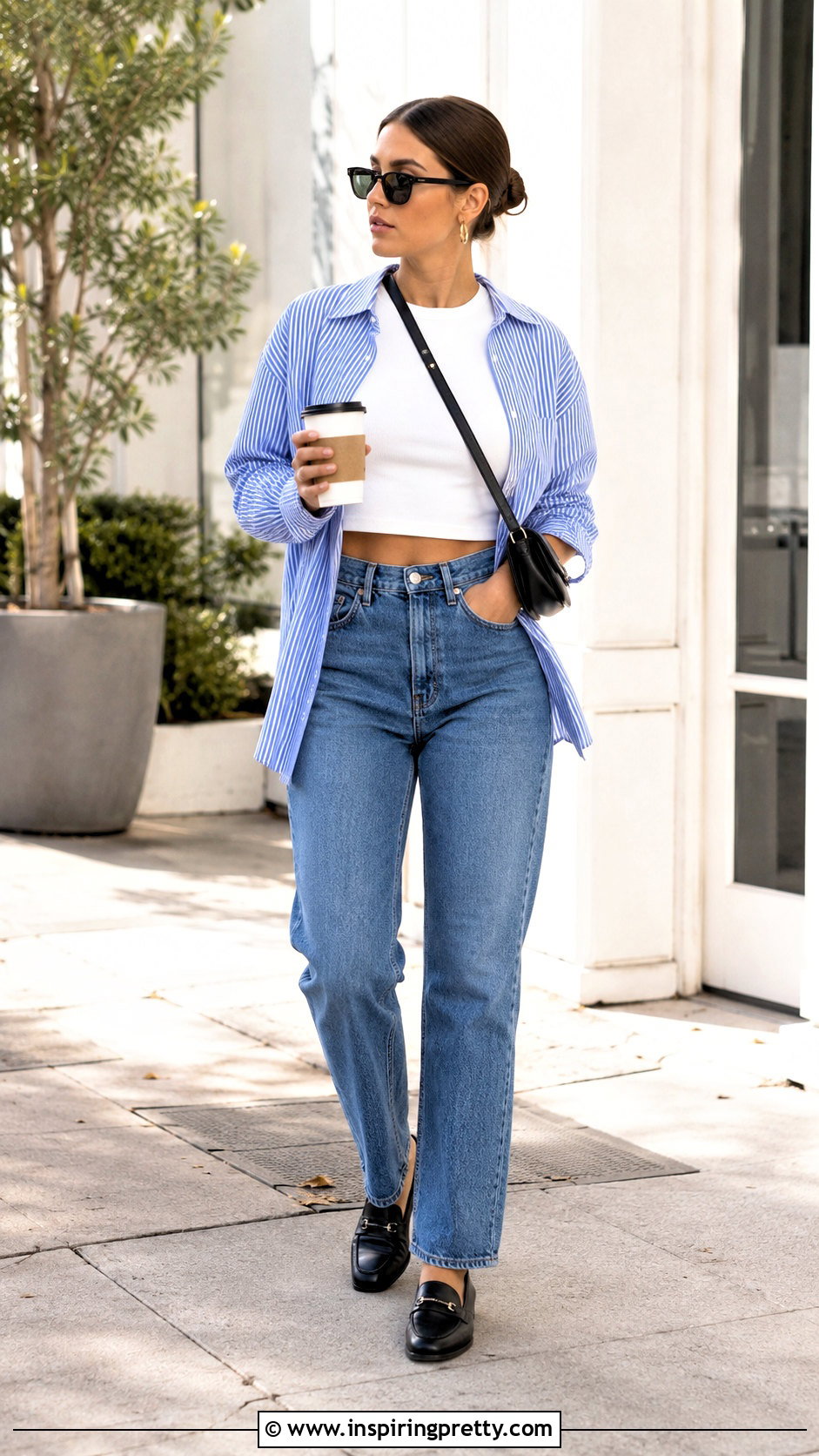 Long Sleeve Crop Top With Button Down Shirt And Jeans - 20 Long Sleeve Dress Crop Top outfit ideas