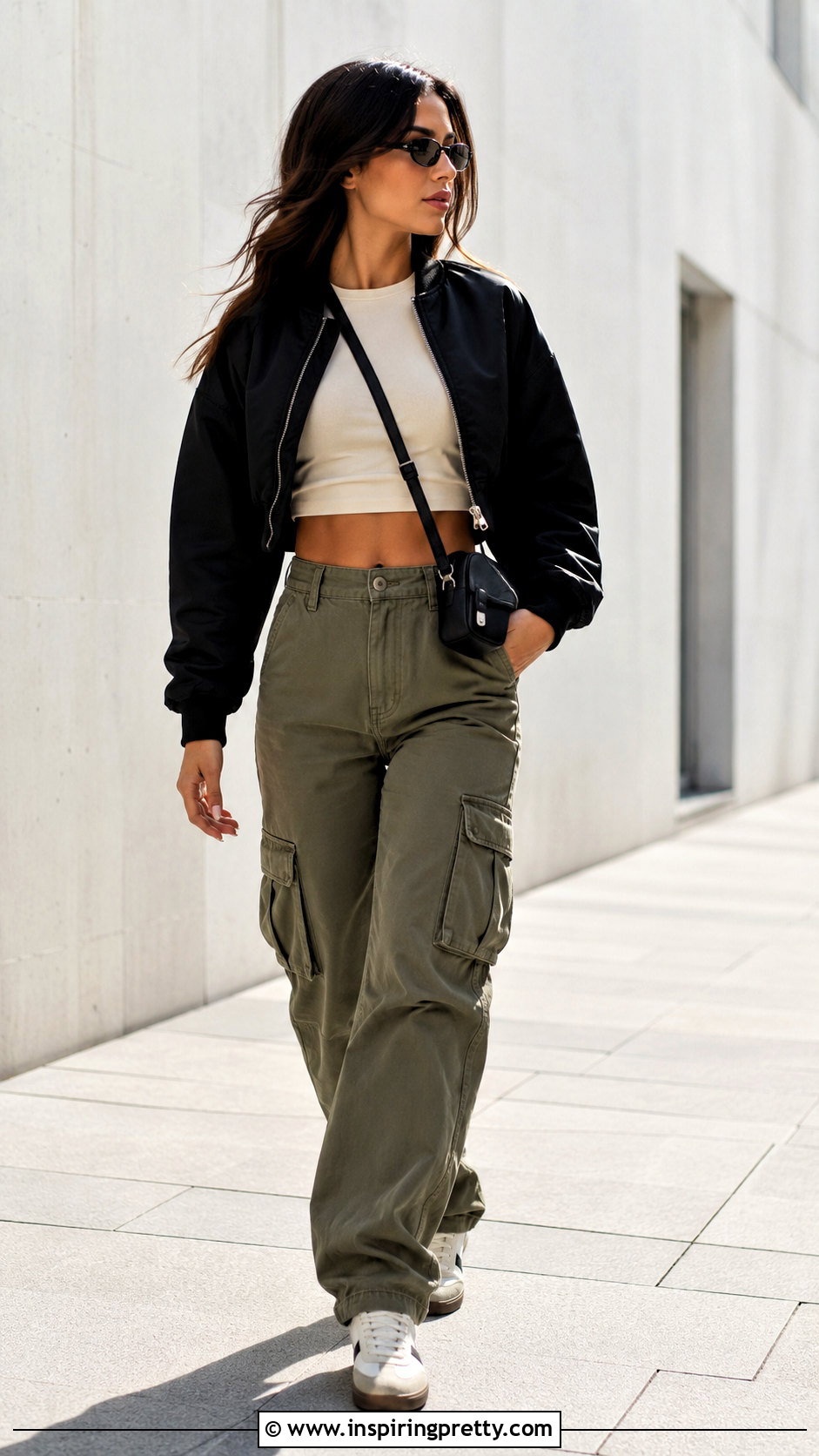 Long Sleeve Crop Top With Cargo Pants - 20 long sleeve crop tops outfits
