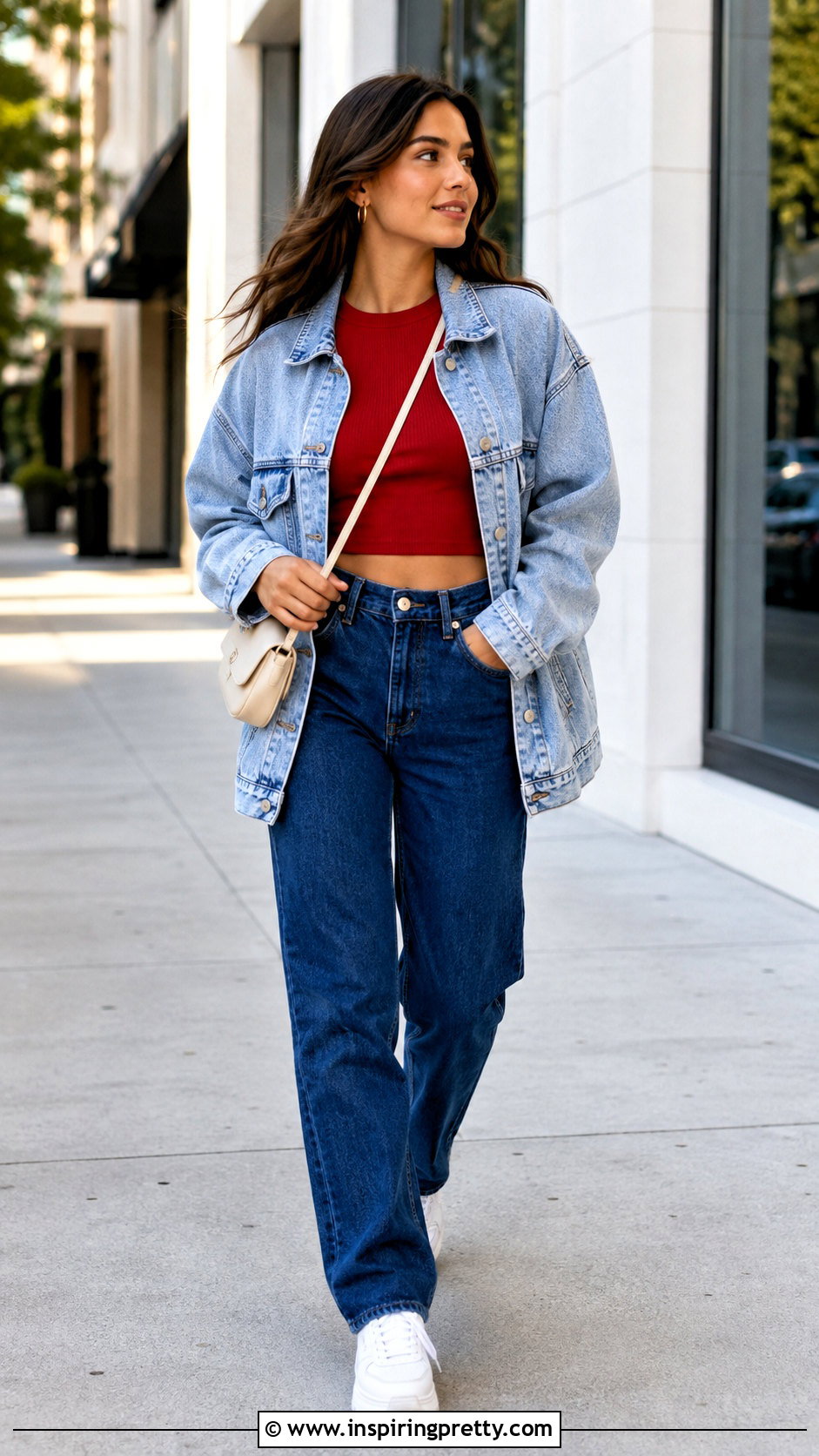 Long Sleeve Crop Top With Denim Jacket - 50 Long Sleeve Crop Top Outfits