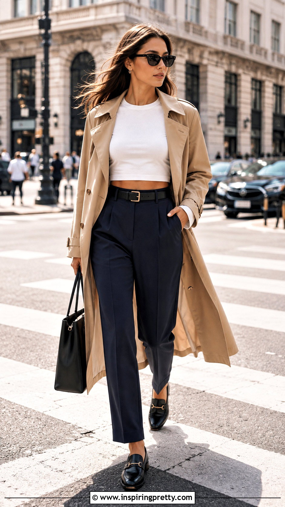 Long Sleeve Crop Top With Trench Coat - 50 Long Sleeve Crop Top Outfits