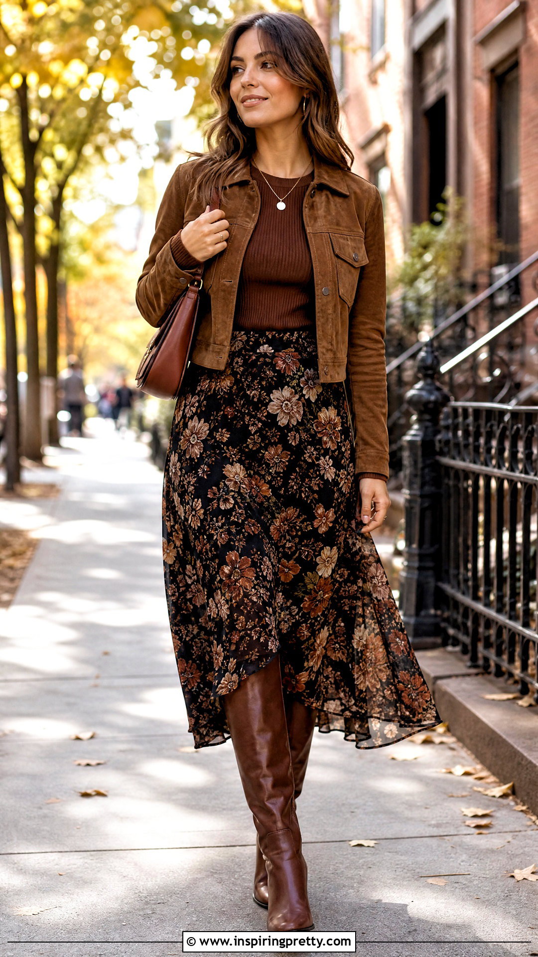 Long Sleeve Fitted Top With Flowy Floral Skirt - 25 top with flowy bottom outfits