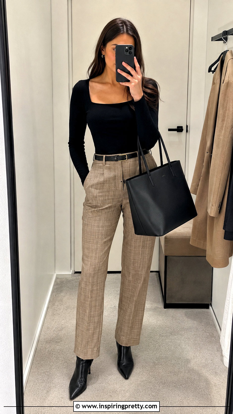 Long Sleeve Fitted Top With Plaid Pants - 25 tops to wear with plaid pants