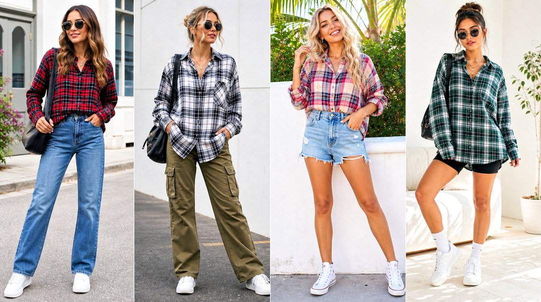 20 Long Sleeve Flannel Top Outfit Ideas for Cozy Fall Style