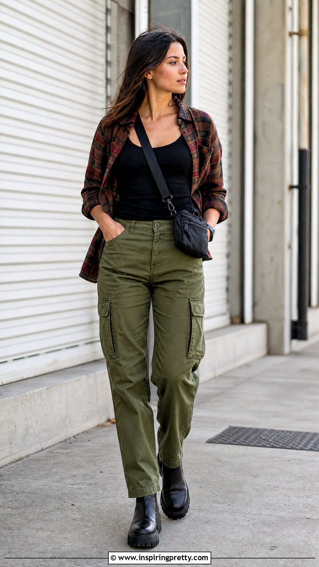 Long Sleeve Flannel Top With Cargo Pants - 20 long sleeve flannel top outfit ideas