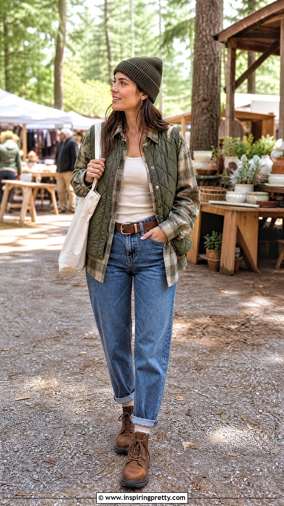 Long Sleeve Flannel Top With Relaxed Jeans - 50 long sleeve tops outfit ideas