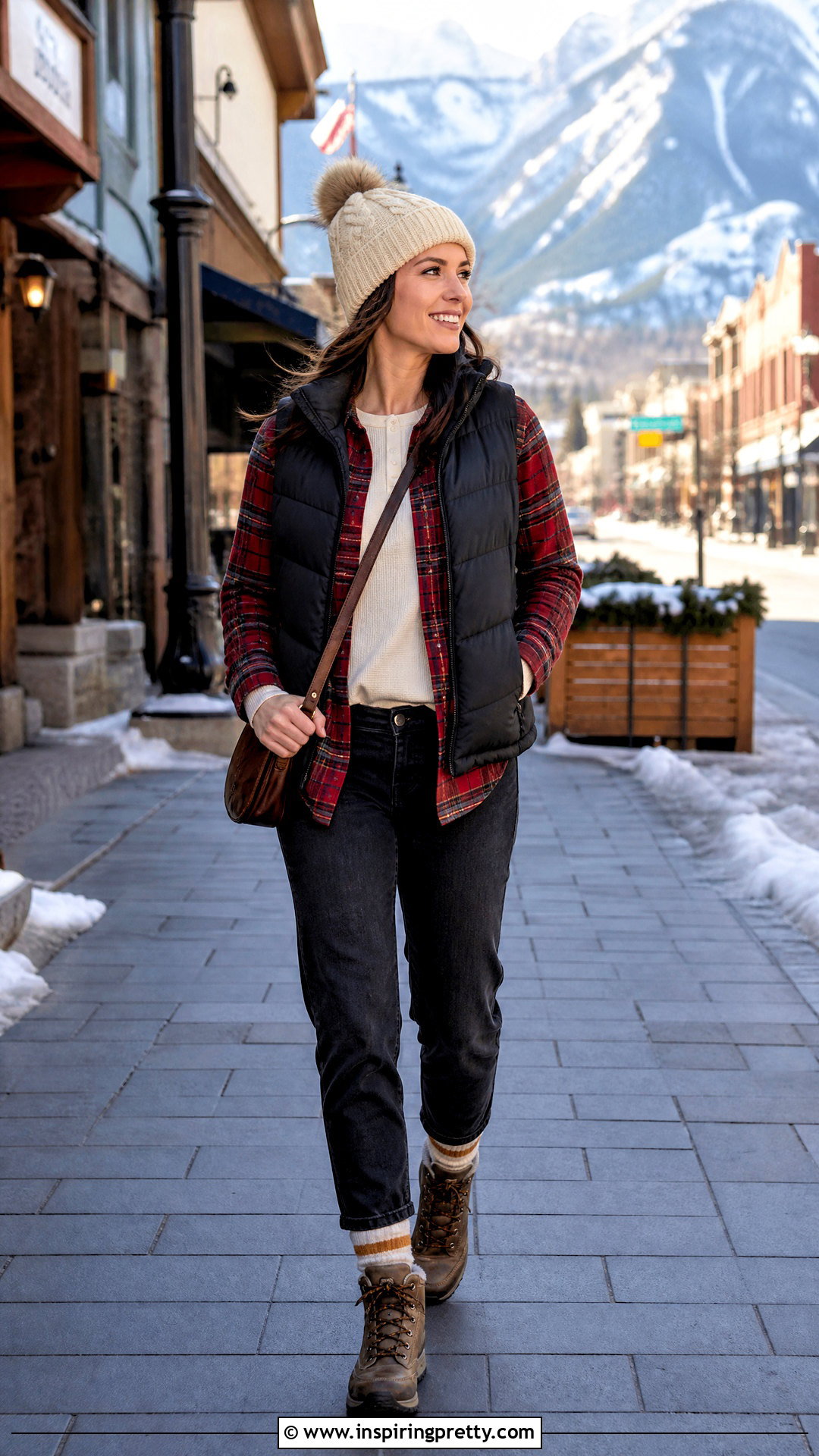Long Sleeve Flannel Top With a Puffer Vest - 20 long sleeve flannel top outfit ideas
