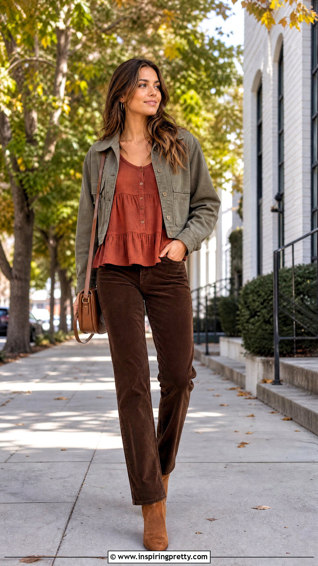 Long Sleeve Hollister Babydoll Top With Corduroy Pants - 50 hollister babydoll top outfit ideas