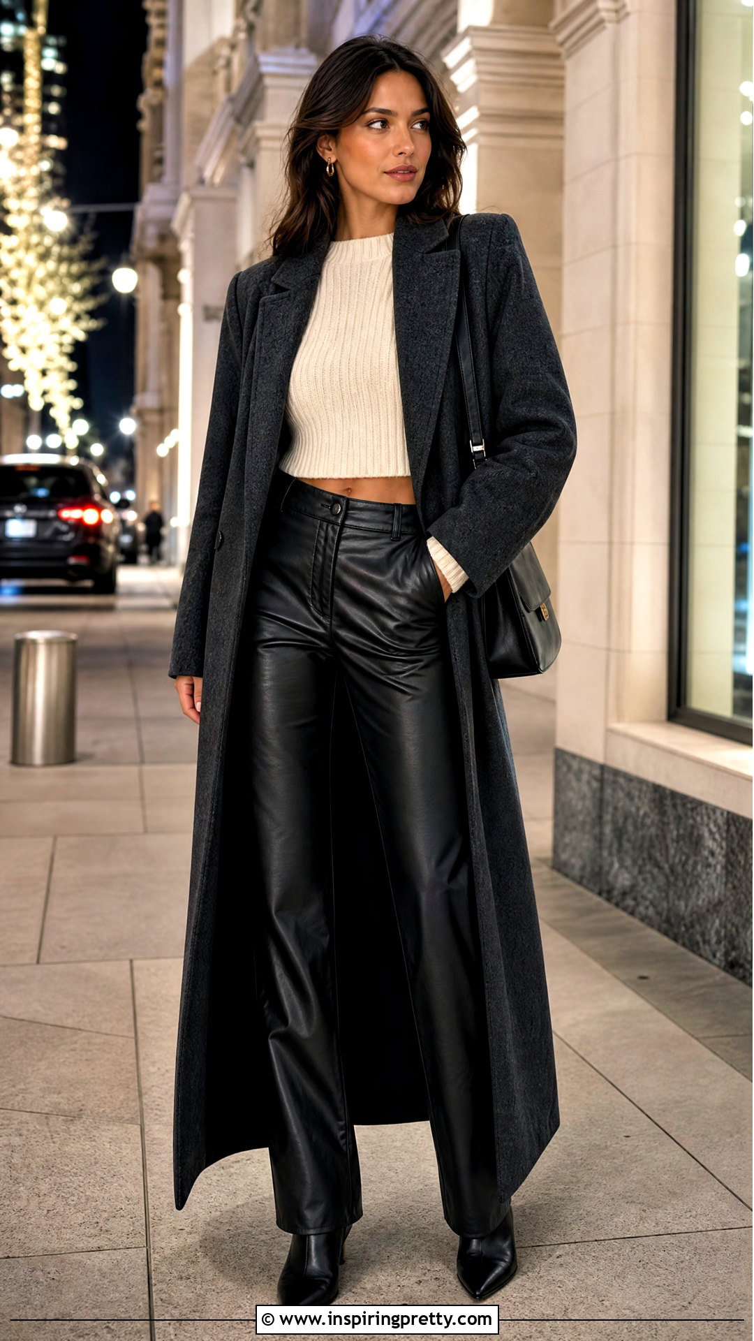 Long Sleeve Knitted Crop Top With Leather Pants - 20 Knitted Crop Tops On Hangers