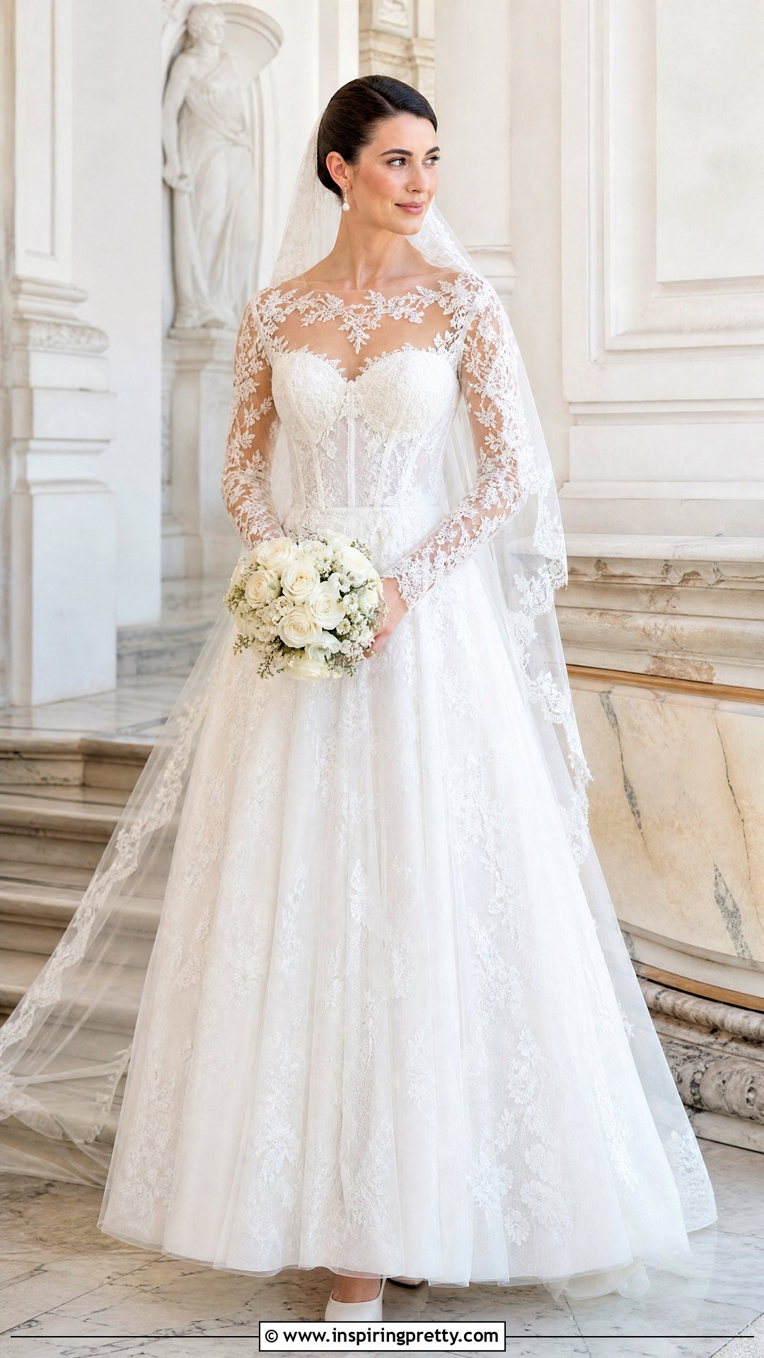 Long Sleeve Lace Corset Wedding Dress - 50 corset top wedding dress outfit ideas