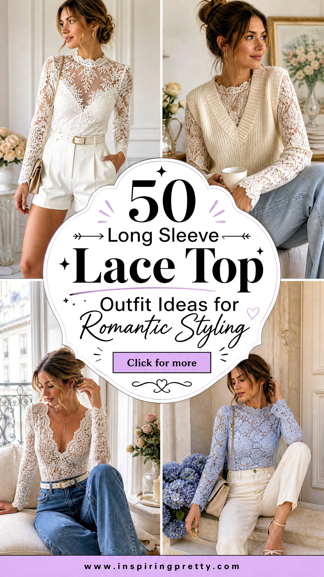 50 Long Sleeve Lace Top Outfit Ideas for Romantic Styling - 50 Long Sleeve Lace Top Outfit Ideas for Romantic Styling