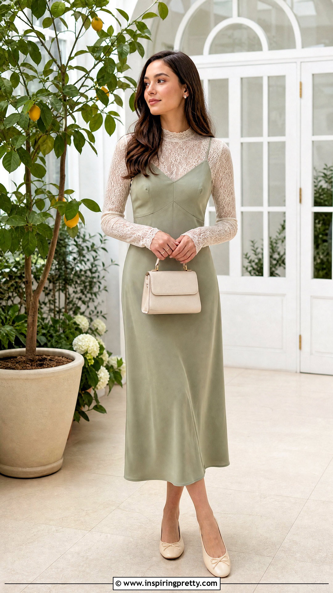 Long Sleeve Lace Top Under A Slip Dress - 20 Lace Fabric For Tops outfit ideas