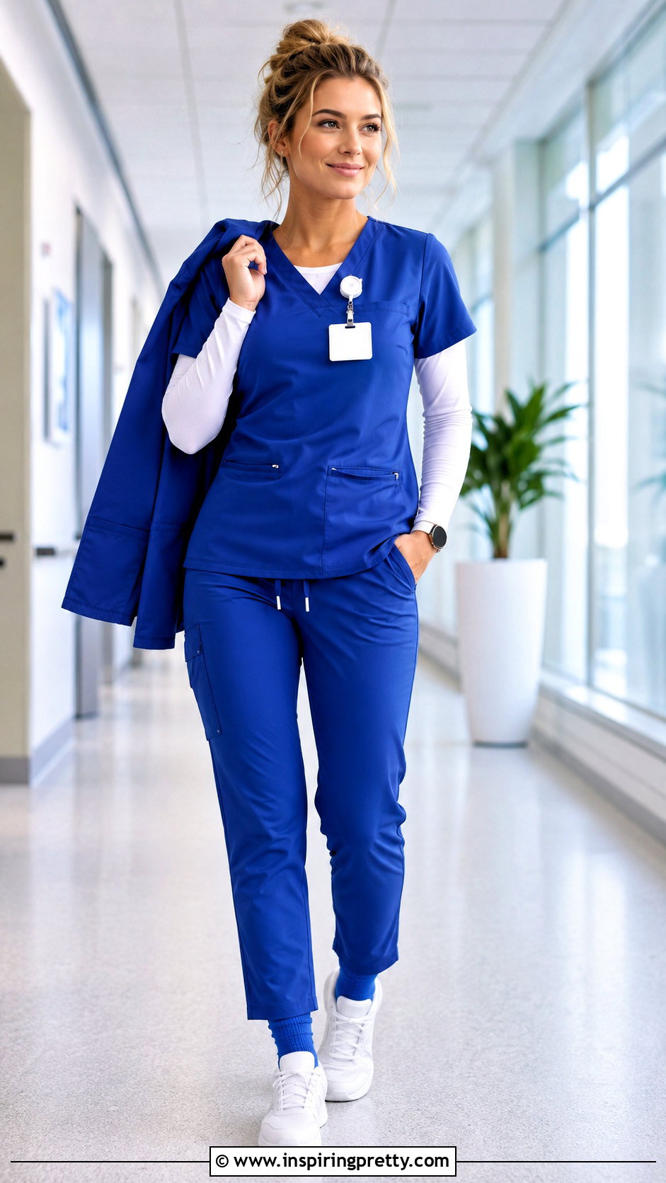 Long Sleeve Layered Scrub Top Outfit - 20 Nurse Scrub Tops outfit ideas