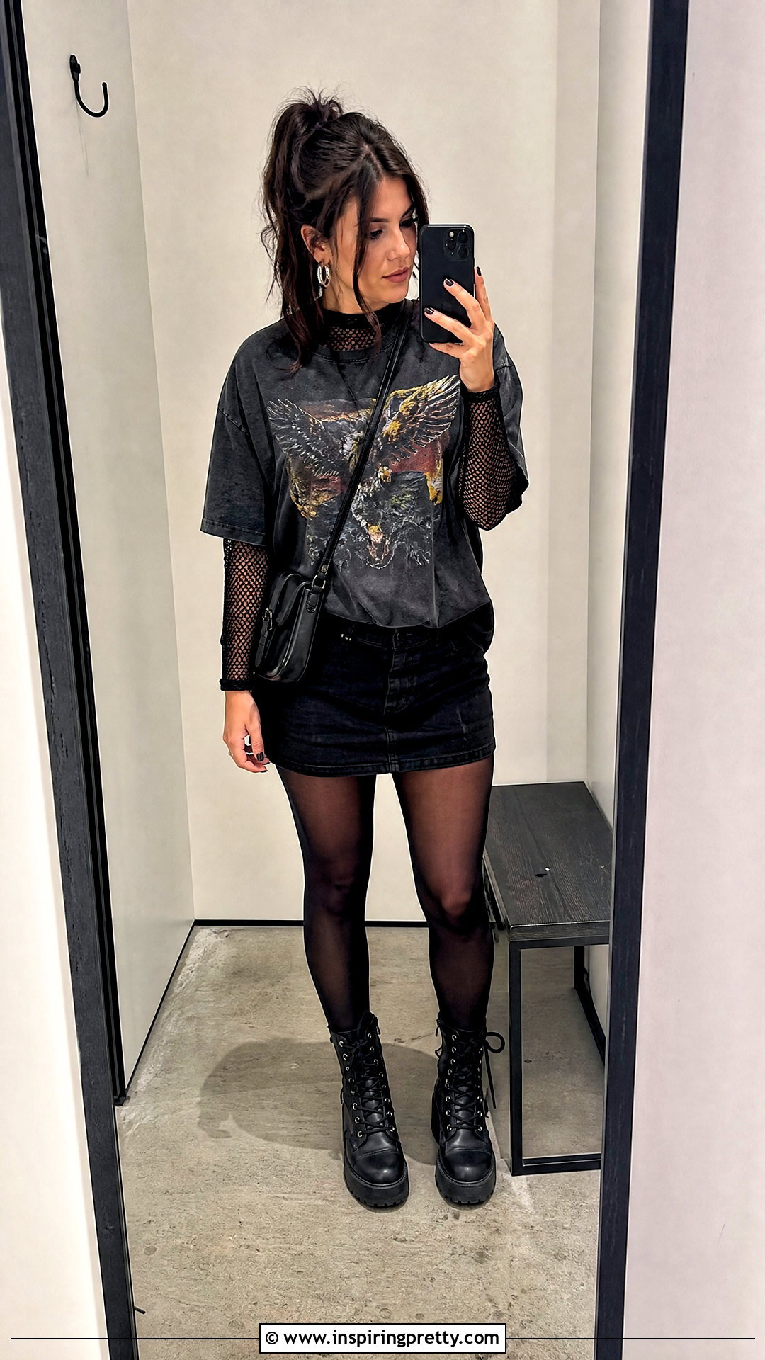 Long Sleeve Mesh Top Under A Graphic T Shirt - 20 Mesh Top Longsleeve Outfit ideas