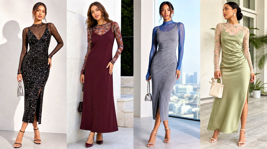 25 Long Sleeve Mesh Top Under Dress Outfit Ideas to Try Now